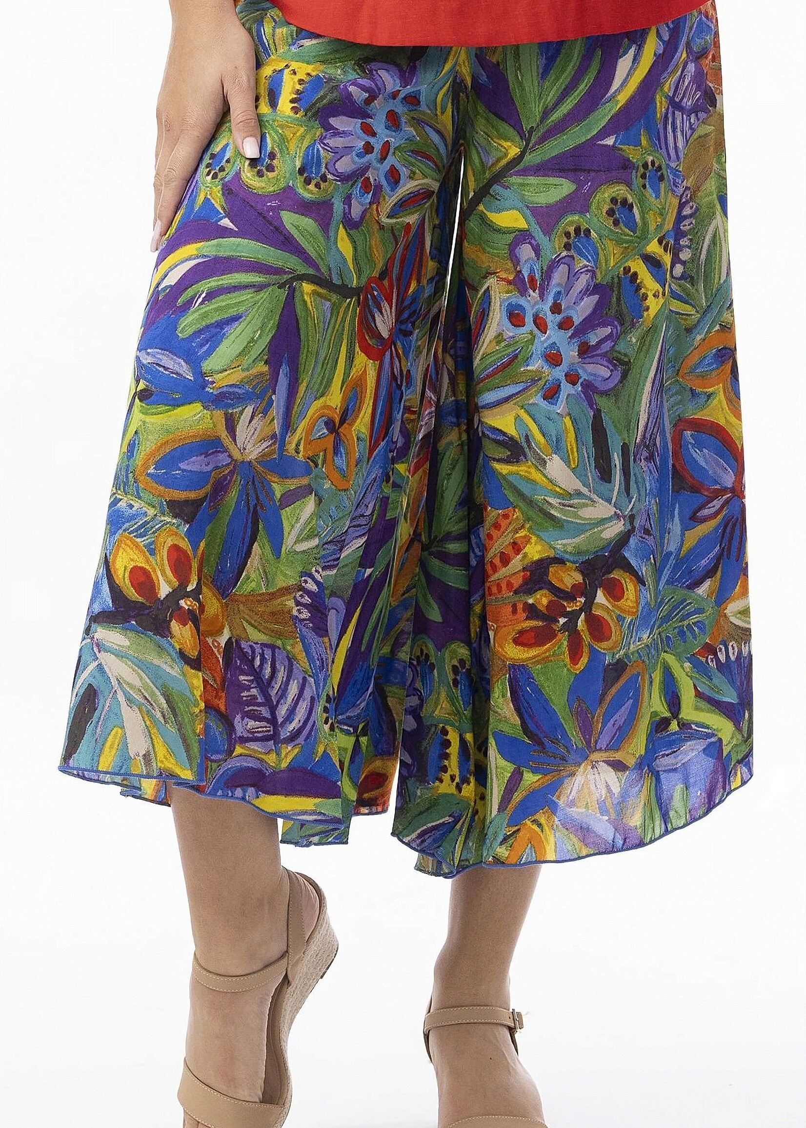 Orientique Orientique Zapallar wijde broek met artistieke print – luchtig & zomers