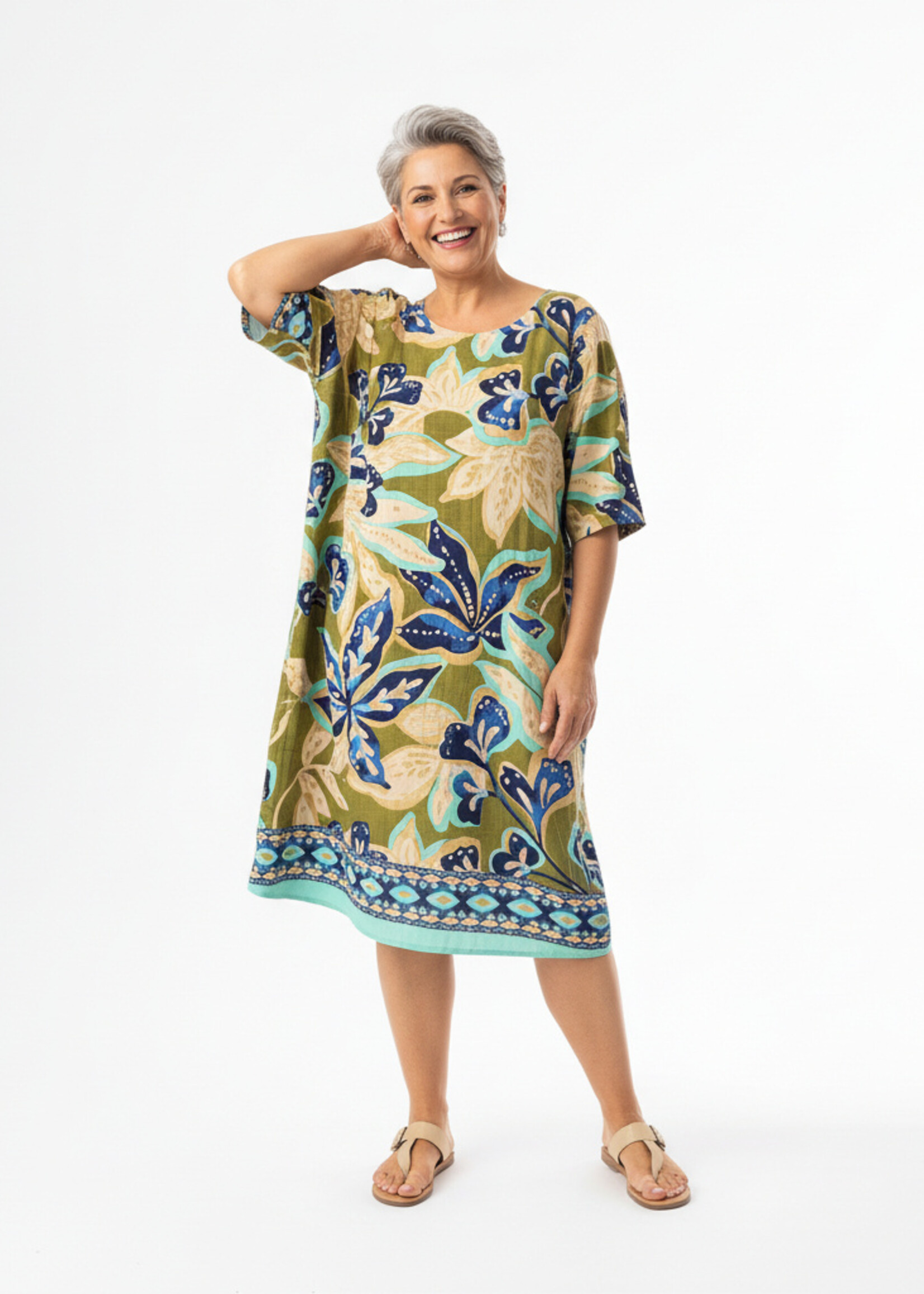 Orientique Orientique Jurk Playa Brava (81341) – 100% Katoen & Botanische Print)