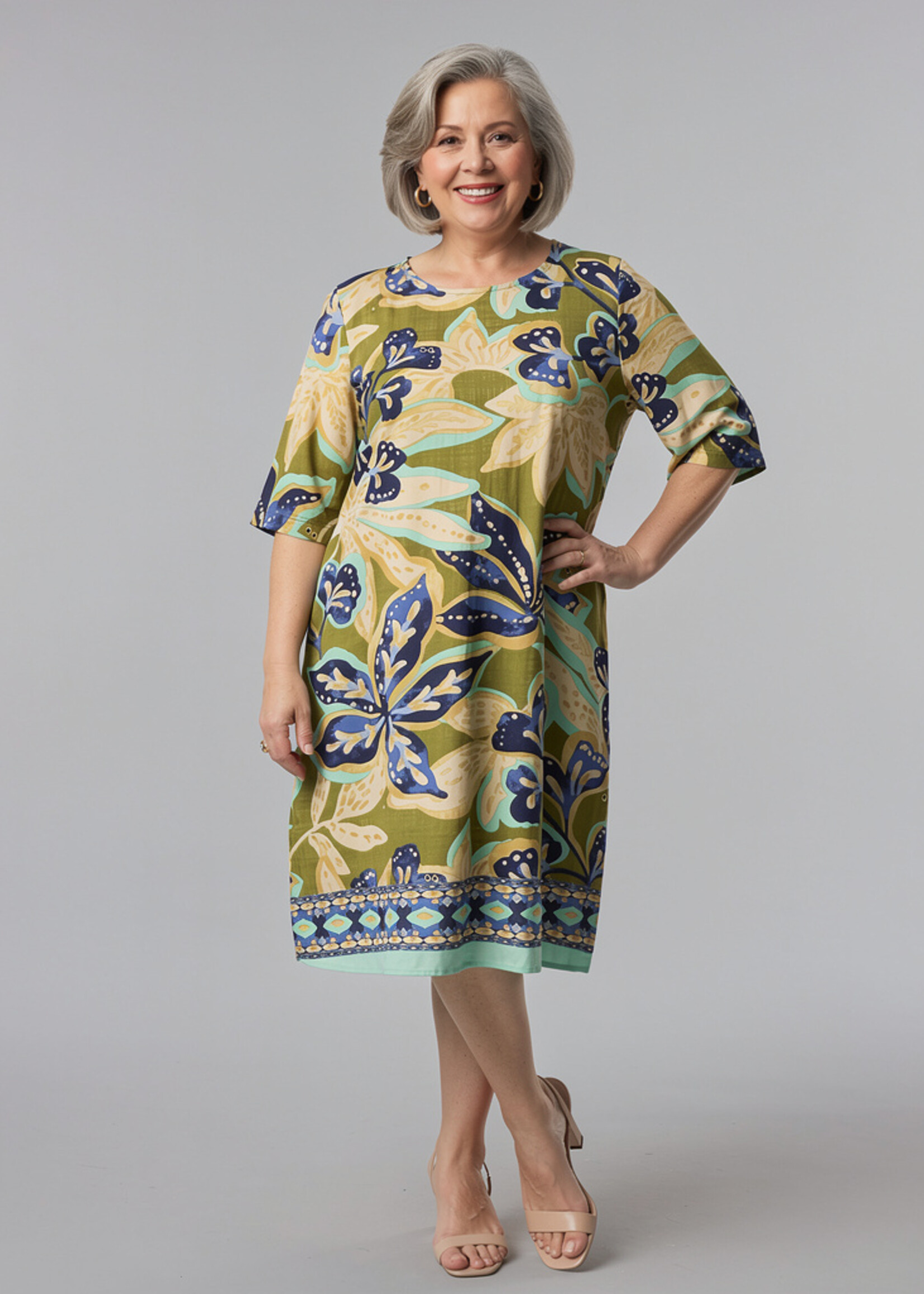 Orientique Orientique Jurk Playa Brava (81341) – 100% Katoen & Botanische Print)