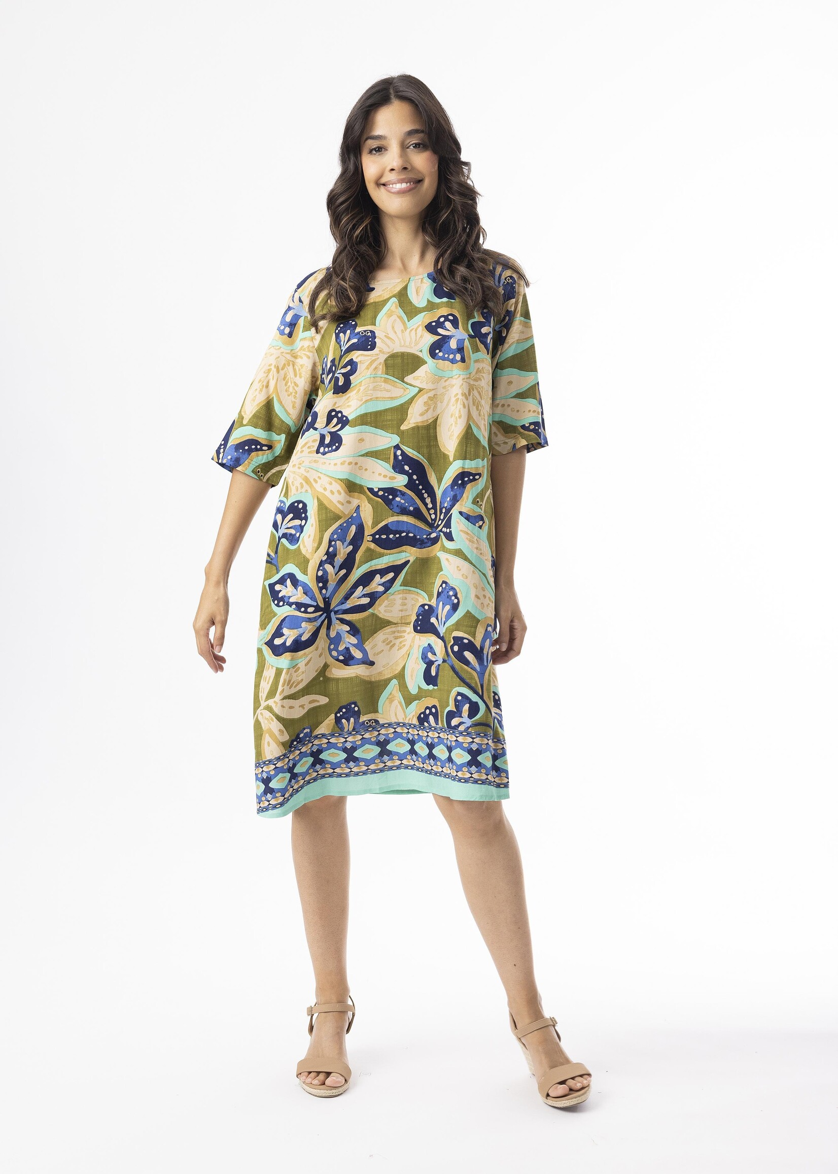 Orientique Orientique Jurk Playa Brava (81341) – 100% Katoen & Botanische Print)