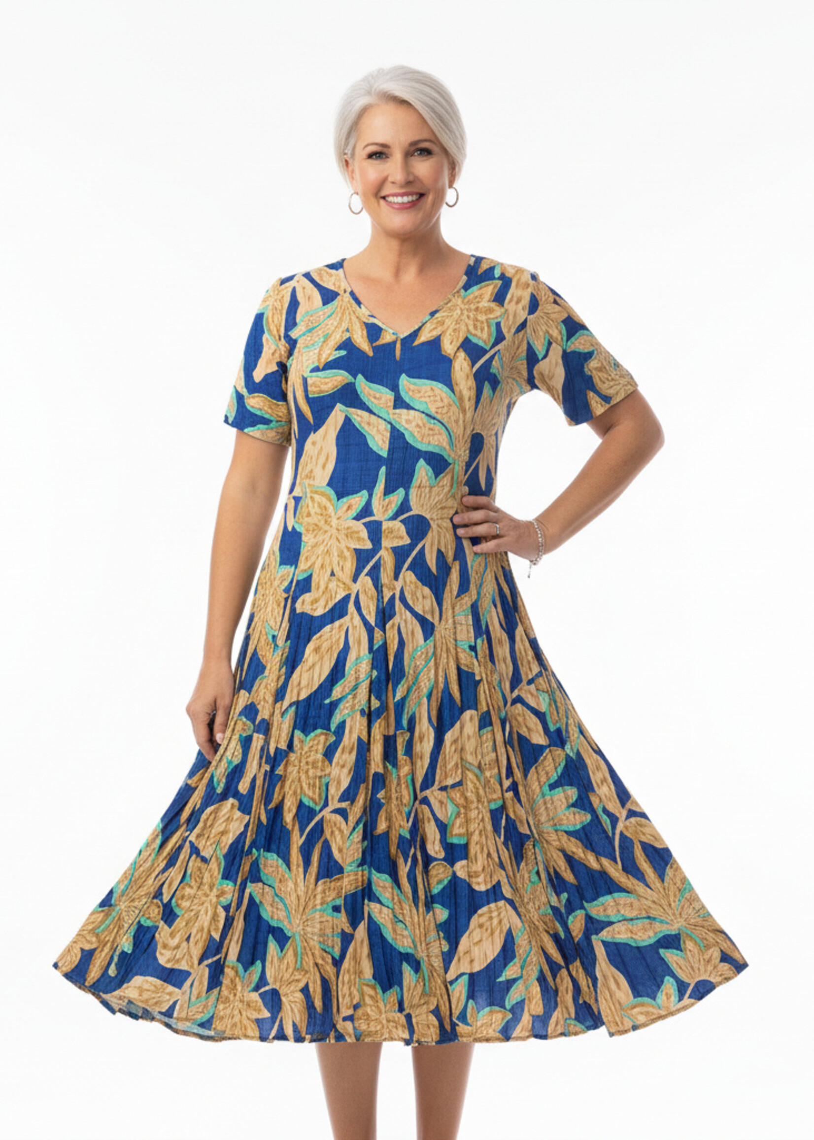 Orientique Orientique Jurk Playa Brava Godet (81339) – Katoenen Crêpe & Prinsessenlijn