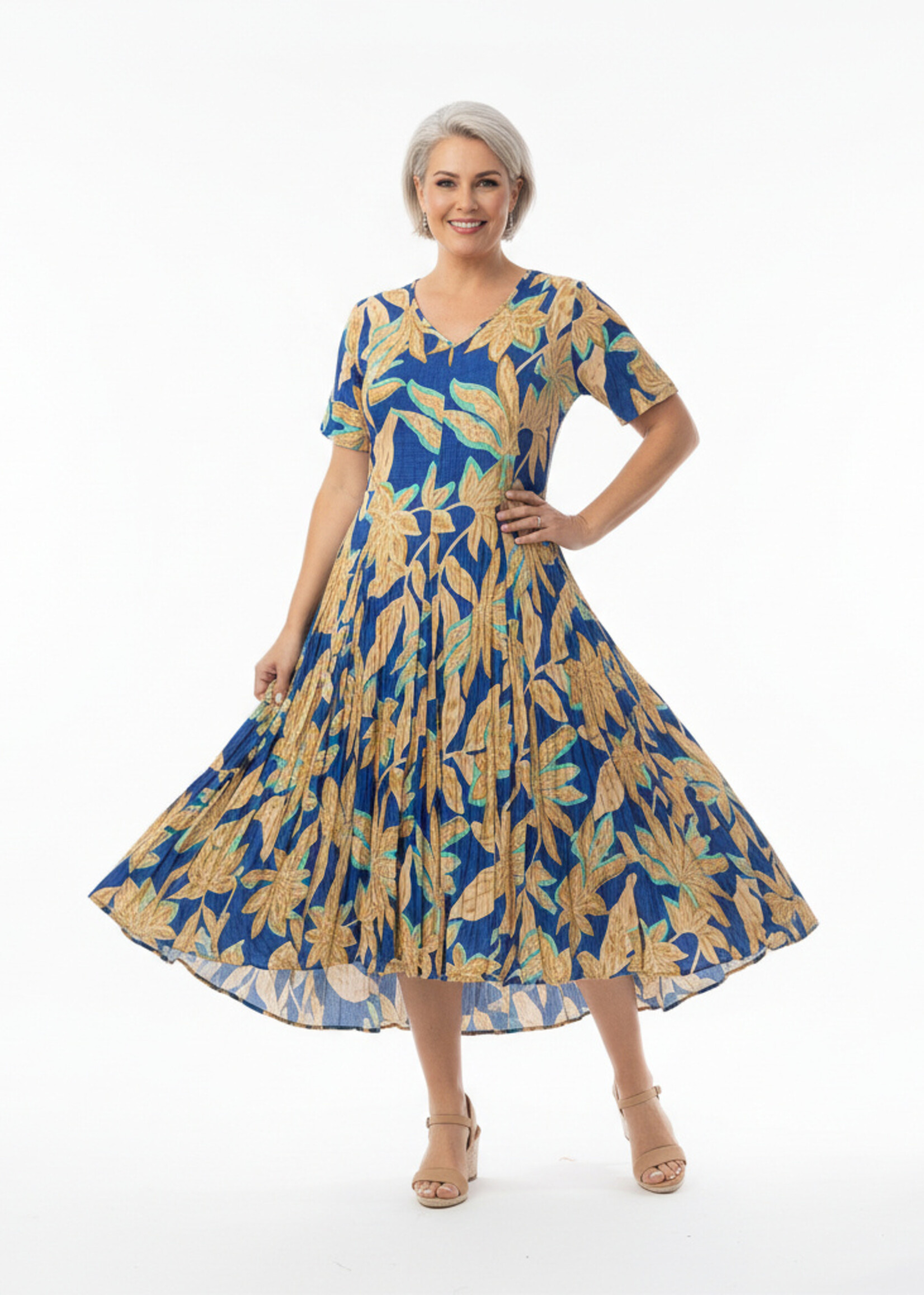 Orientique Orientique Jurk Playa Brava Godet (81339) – Katoenen Crêpe & Prinsessenlijn