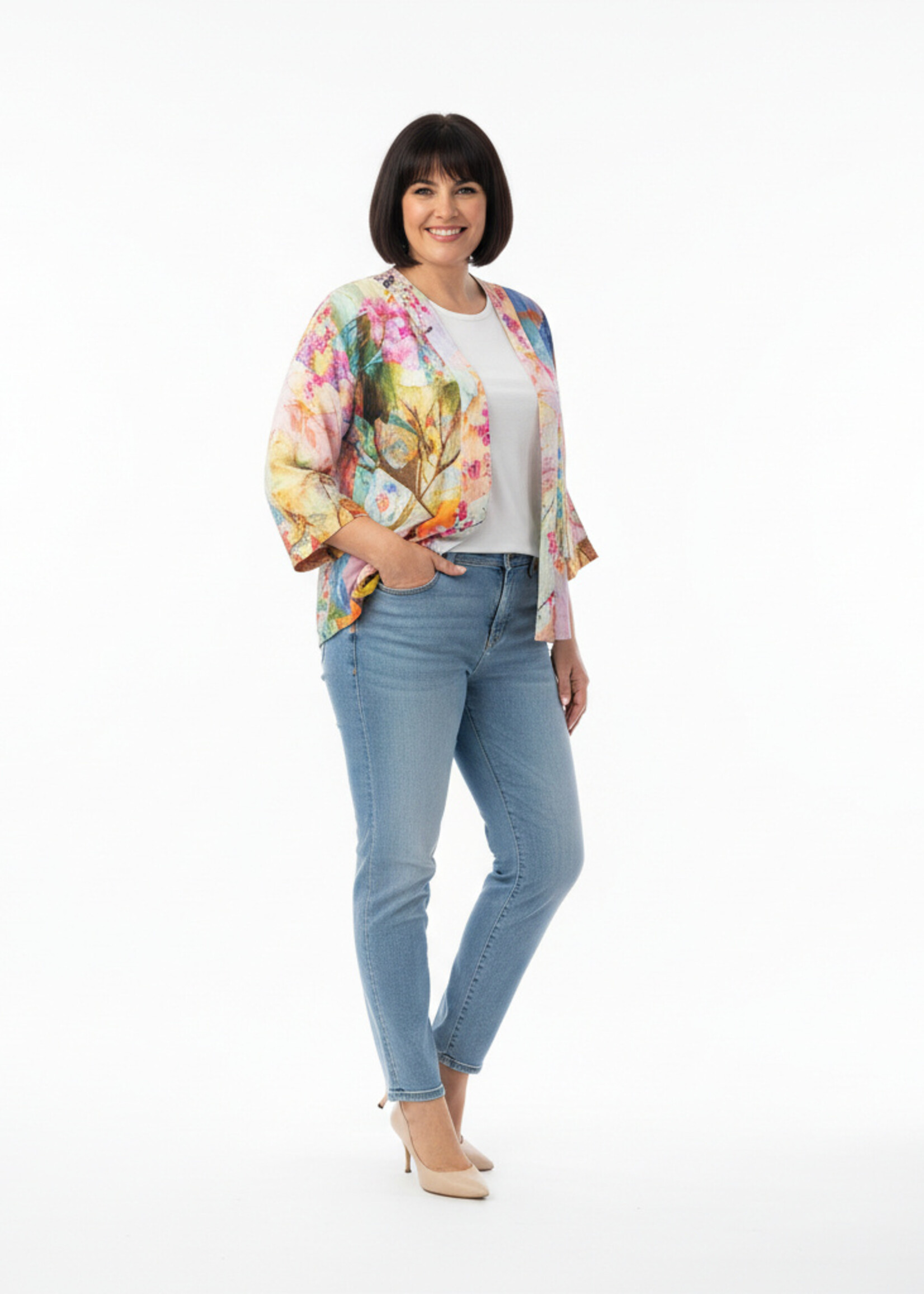 Orientique Orientique Kimono Digital (72566) – Artistieke Print & Doorgestikt Beleg