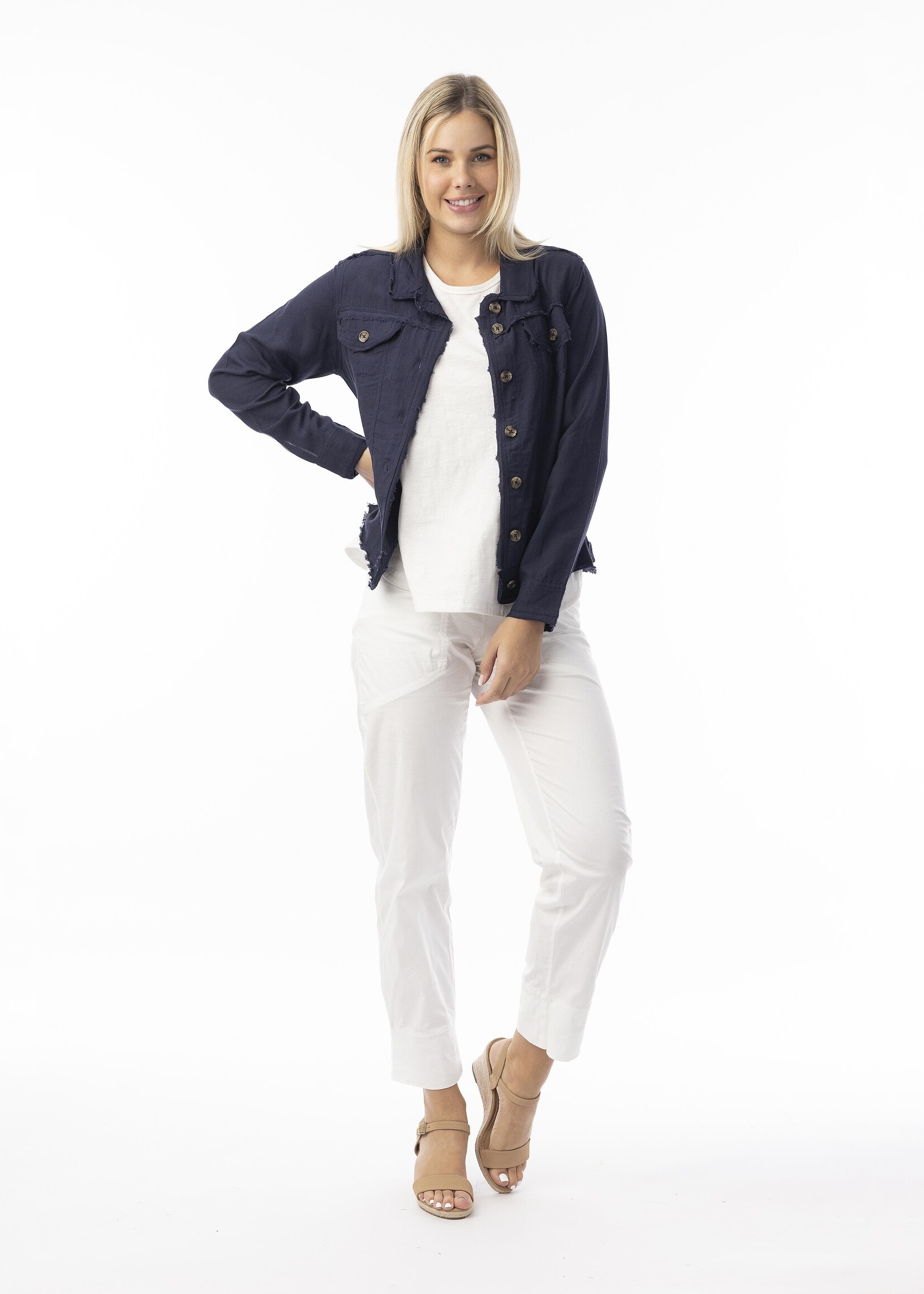 Orientique Orientique Linnenmix Jasje (62770) – Gerafelde Randjes & Comfort