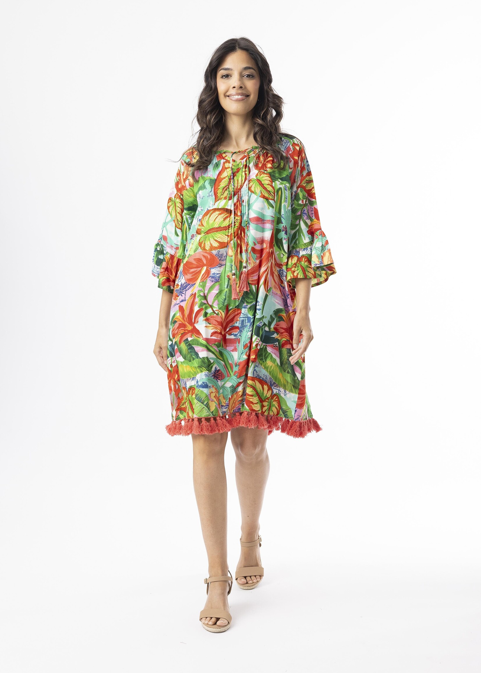 Orientique Orientique Jurk Equador Tassel - Kleurrijke Boho Tuniekjurk van 100% Rayon