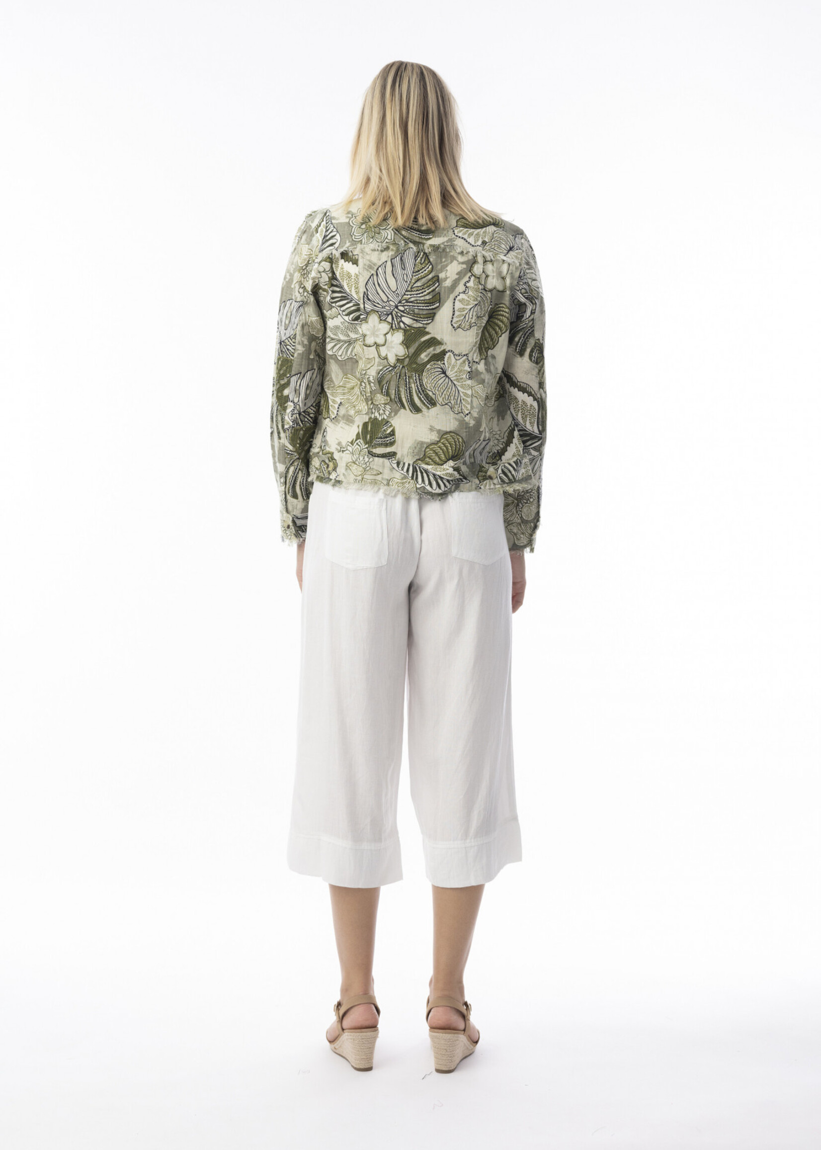 Orientique Orientique Jasje Lima - Stoer Zomerjasje van 100% Biologisch Katoen met Rafeldetails (Olive & Blue)