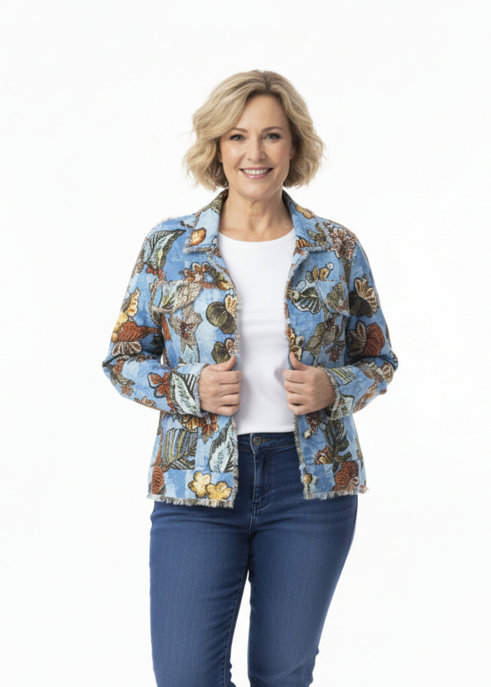 Orientique Orientique Jasje Lima - Stoer Zomerjasje van 100% Biologisch Katoen met Rafeldetails (Olive & Blue)