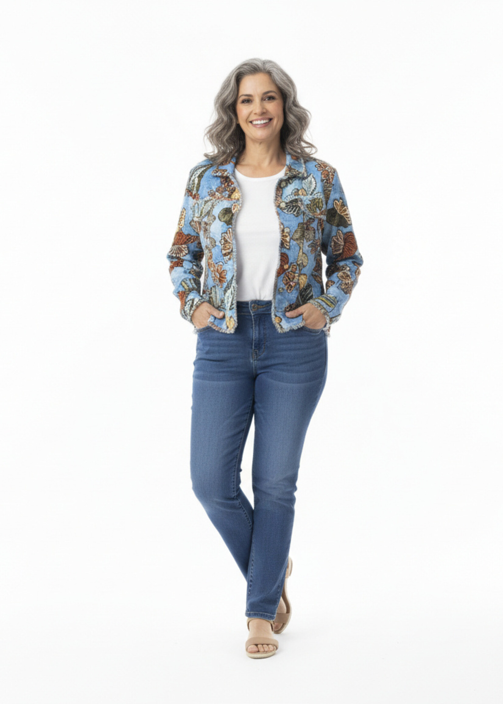 Orientique Orientique Jasje Lima - Stoer Zomerjasje van 100% Biologisch Katoen met Rafeldetails (Olive & Blue)