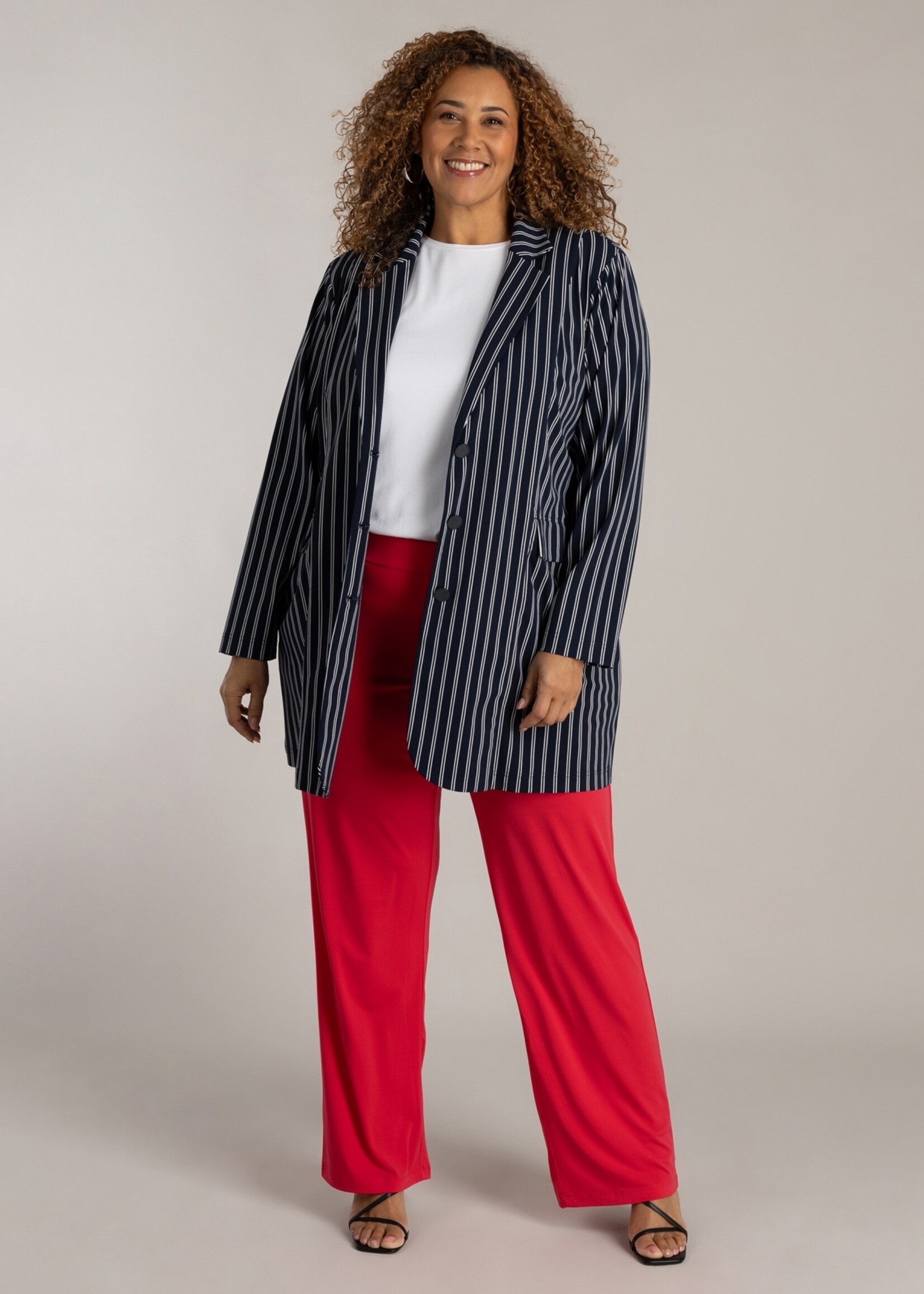 Colletta Colletta Blazer Nadia - Klassiek Donkerblauw met Nautische Streep in Superstretch Kwaliteit