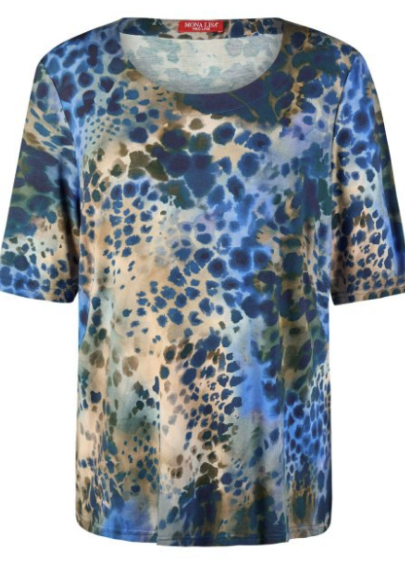 Mona Lisa Mona Lisa Shirt Blue Animal - Comfortabele Viscose Top met korte mouwen en Abstracte Print