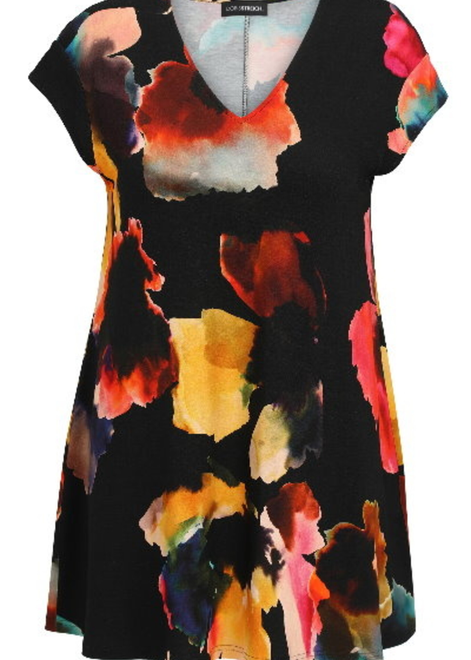 Doris Streich Doris Streich Tuniek Shirt - Flatterende A-lijn Top met Kleurrijke Aquarel Print in Viscose-Stretch