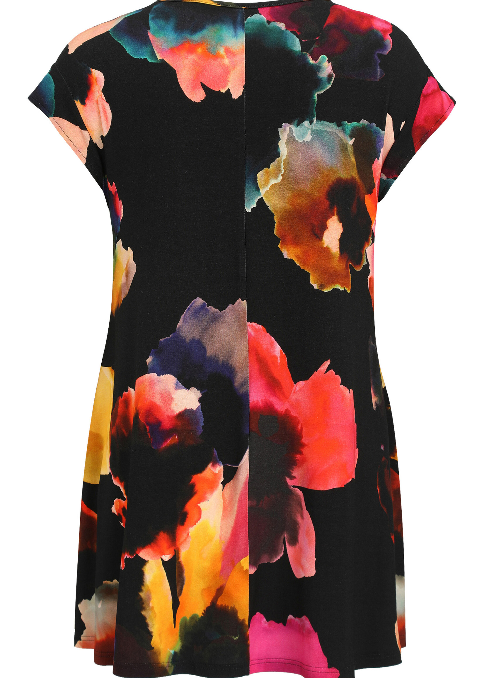 Doris Streich Tuniek Doris Streich (42Doris Streich Tuniek Shirt - Flatterende A-lijn Top met Kleurrijke Aquarel Print in Viscose-Stretch2310)