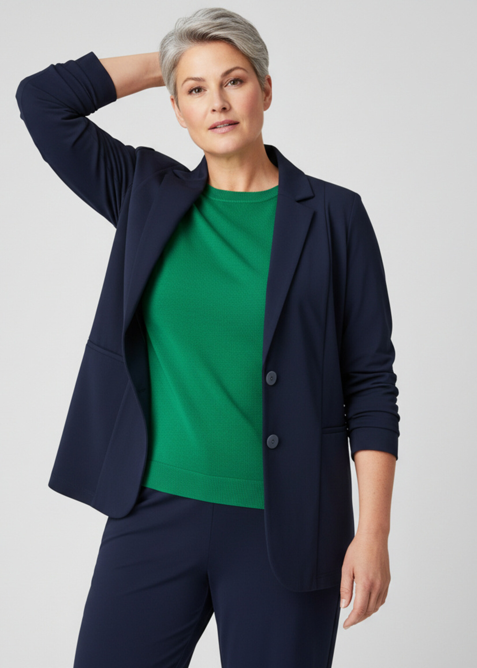 Colletta Colletta Broek Neeltje - Marineblauwe Pantalon met Rechte Pijp in Superstretch Travelstof (9000642)