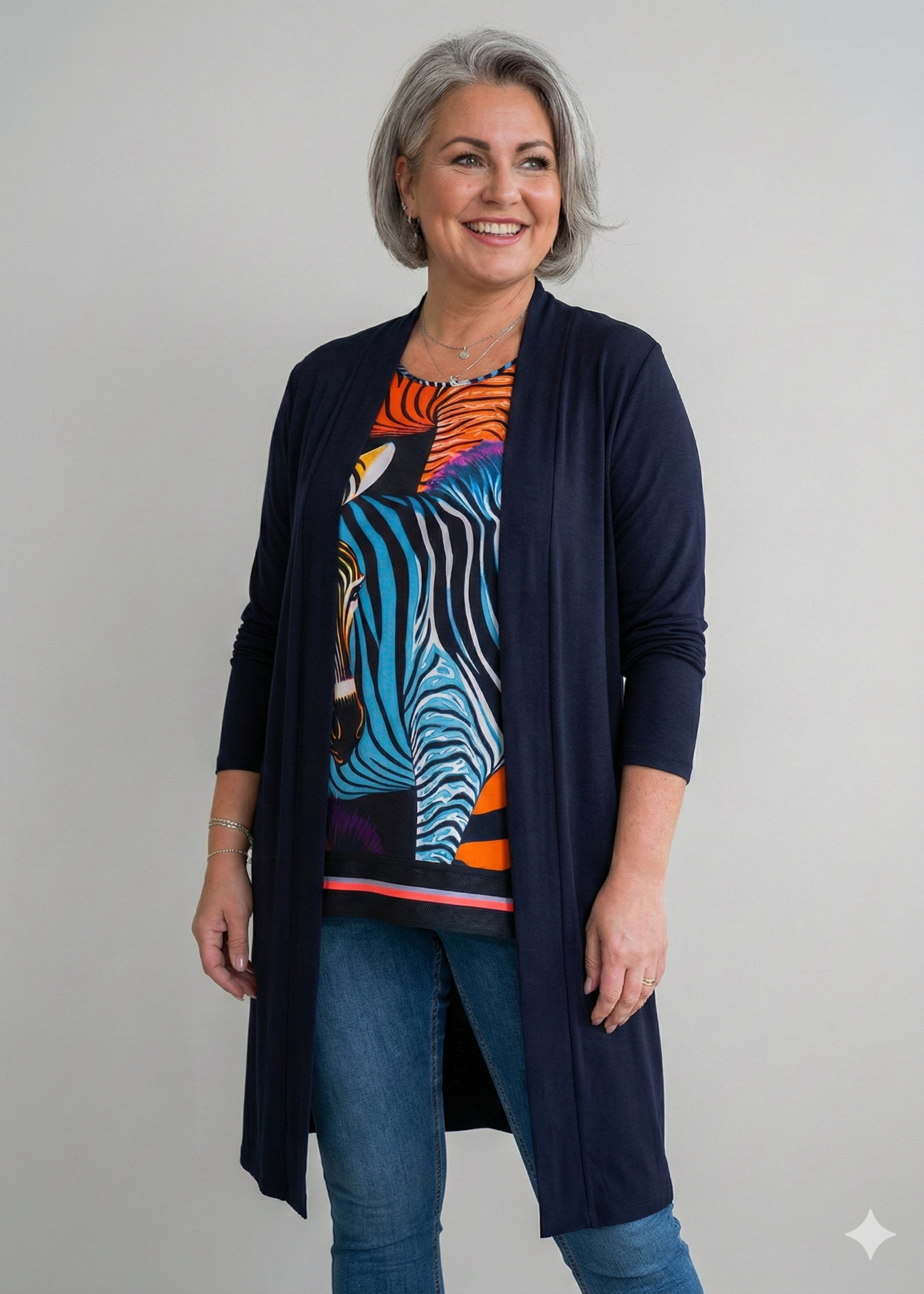 Doris Streich Doris Streich shirt met kleurrijke zebra print – zomers A-lijn shirt met sportieve zoom