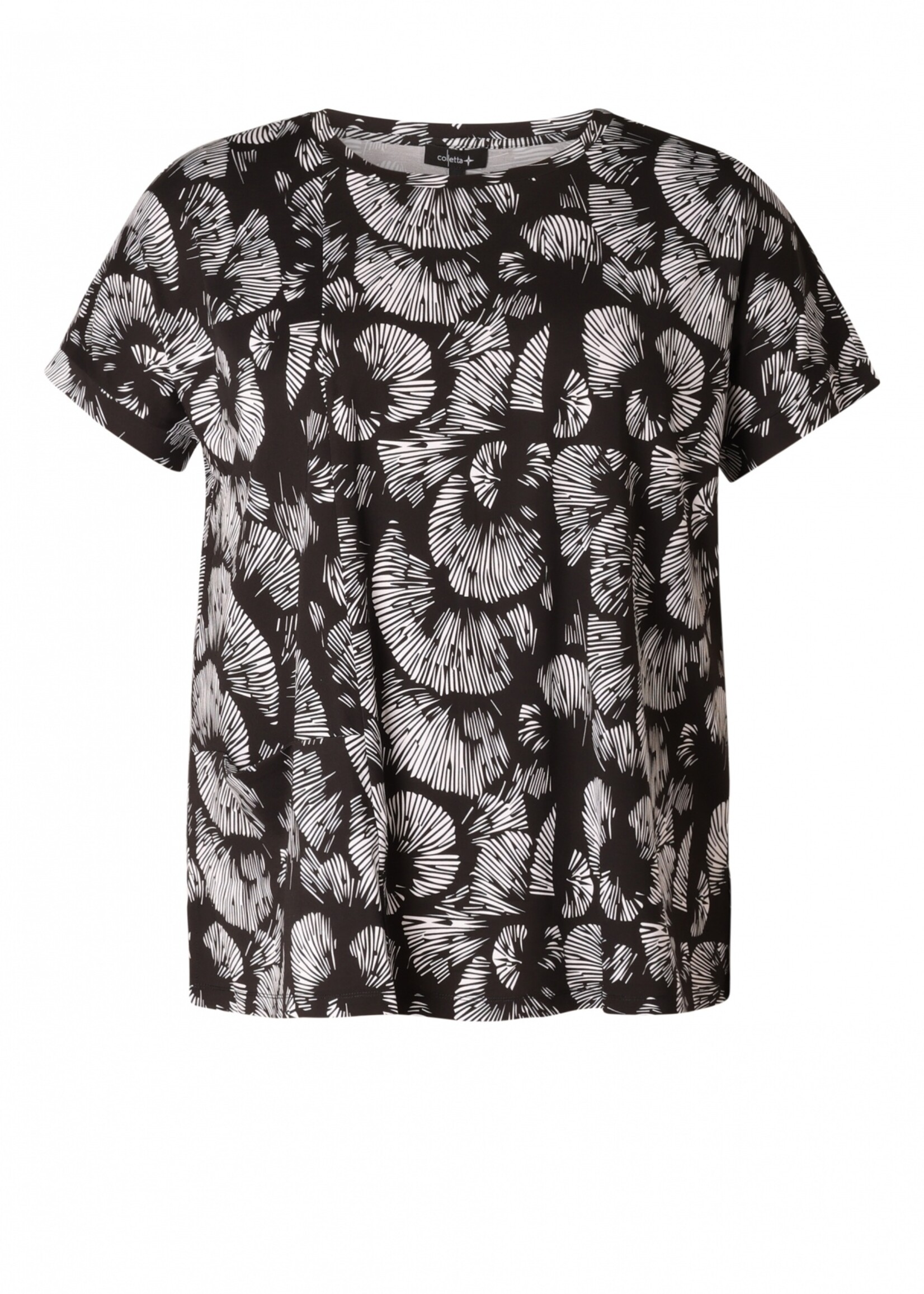 Colletta Colletta T-shirt Zwart-Wit - Comfortabele Top met Ronde Hals en Grafische Print (9000662)