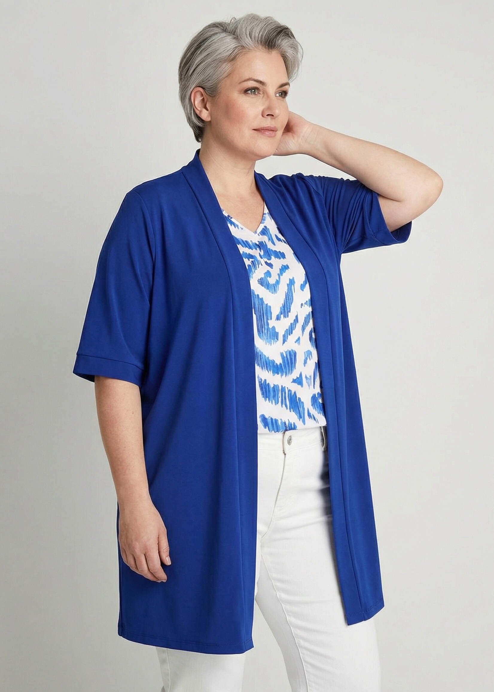 Colletta Colletta Vest Kobalt - Openvallende Kimono in Luxe Viscose-Nylon Mix (9000685)