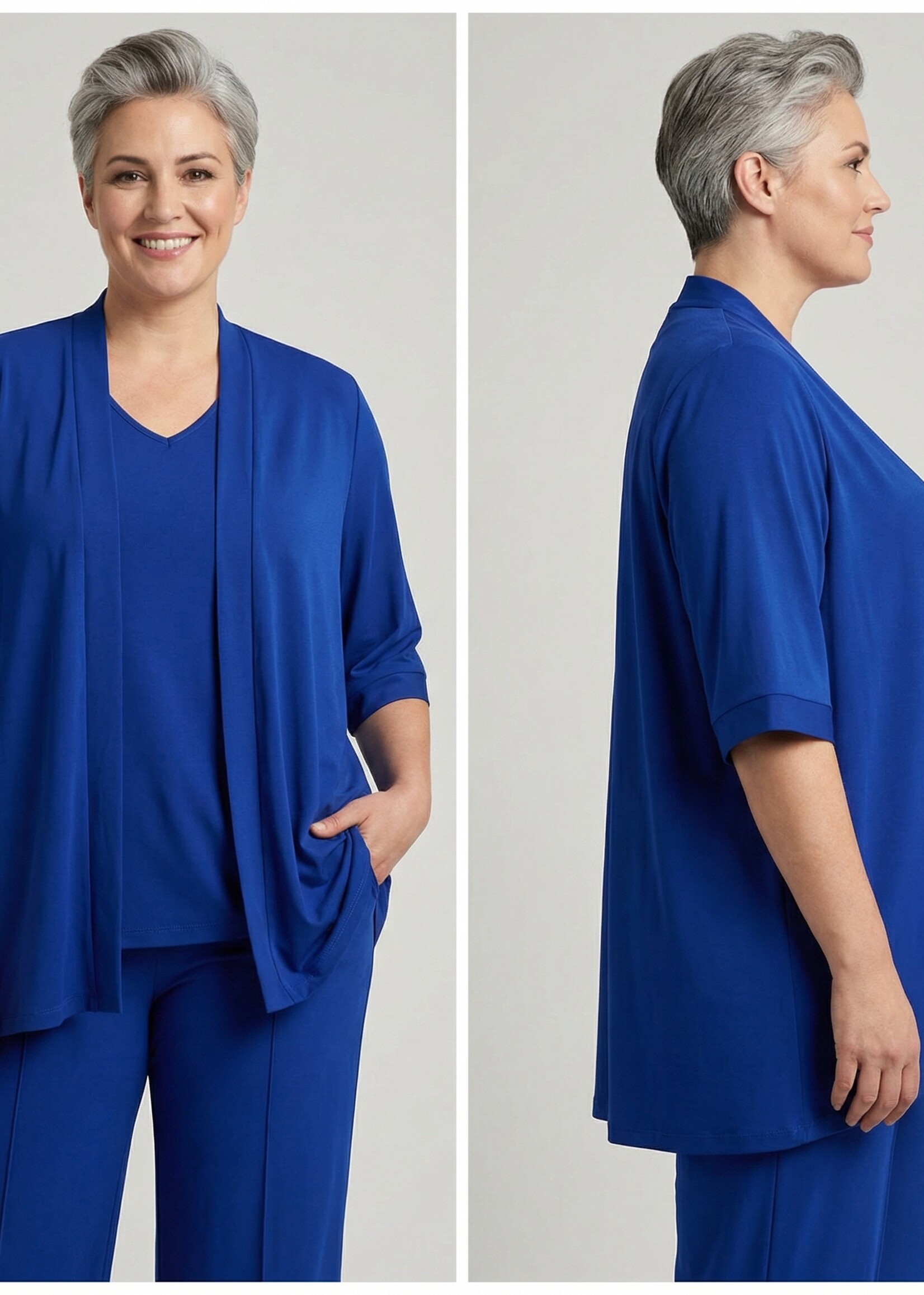 Colletta Colletta Vest Kobalt - Openvallende Kimono in Luxe Viscose-Nylon Mix (9000685)