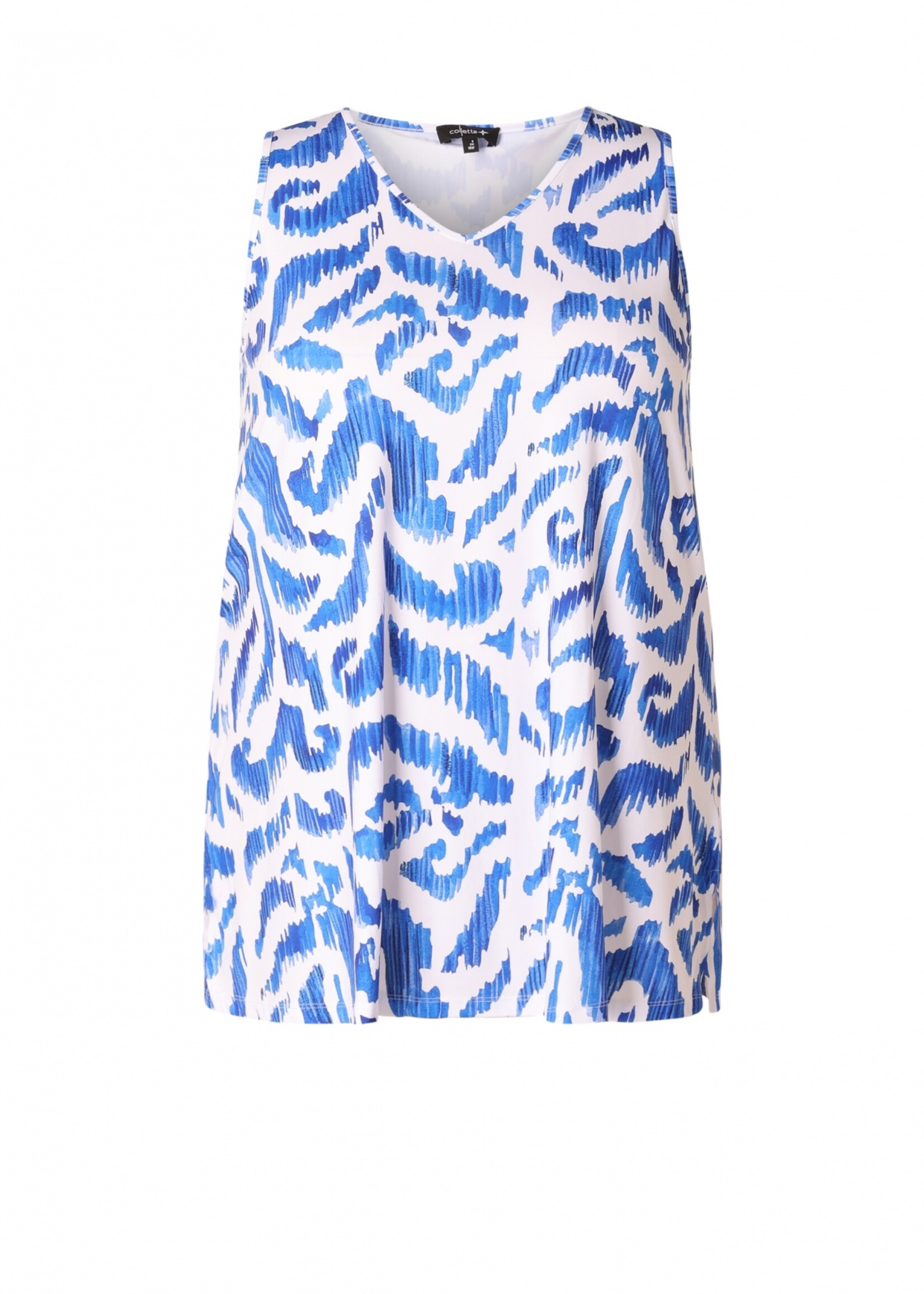Colletta Colletta Top Blue Print - Mouwloze Top met V-hals en Abstracte Print (9000690)