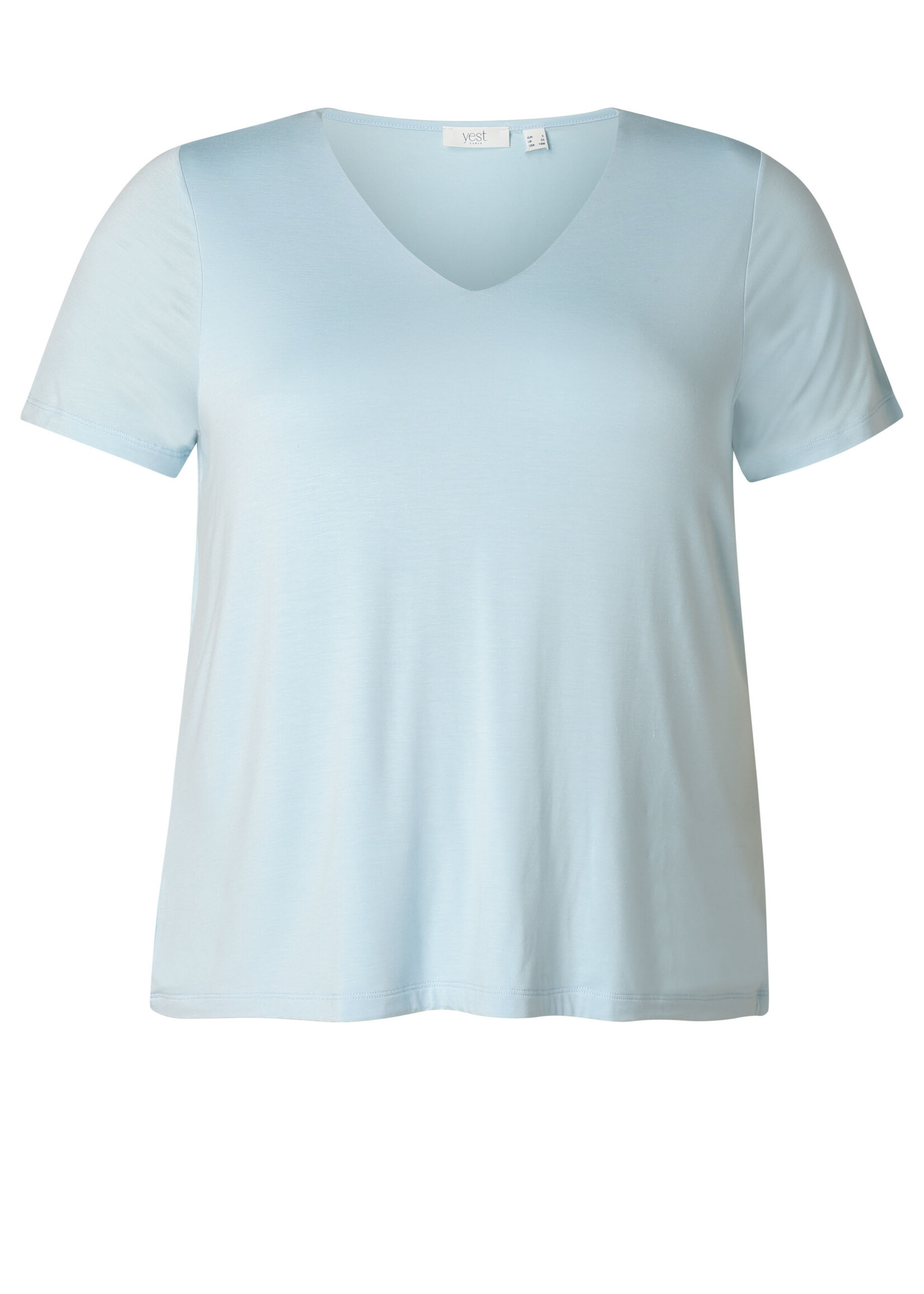 Yest Curve Yest Curve Basis Shirt Valya – Lichtblauw met V-hals