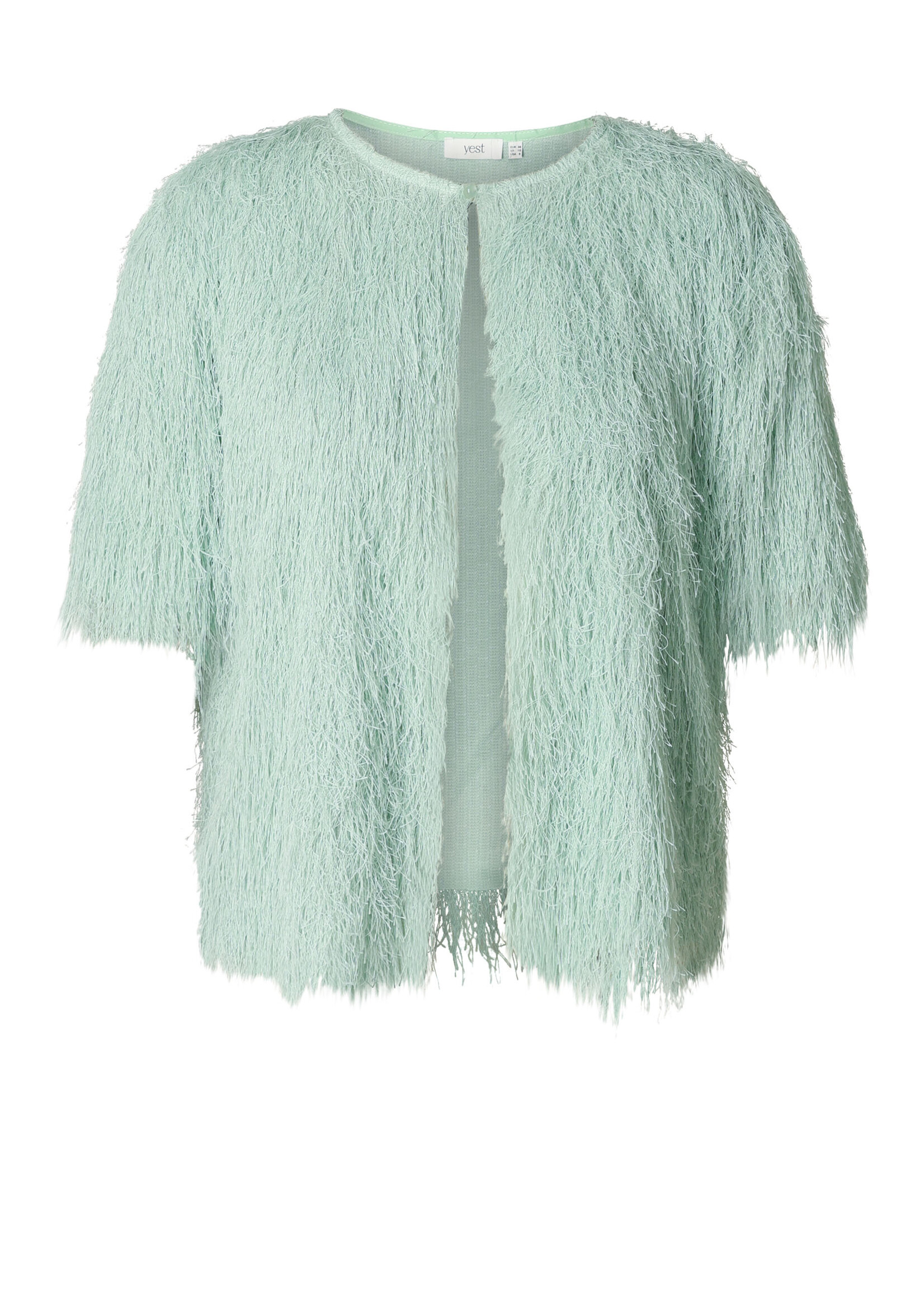 Yest Curve Mintgroen Bolero Vest met Speelse Franjes