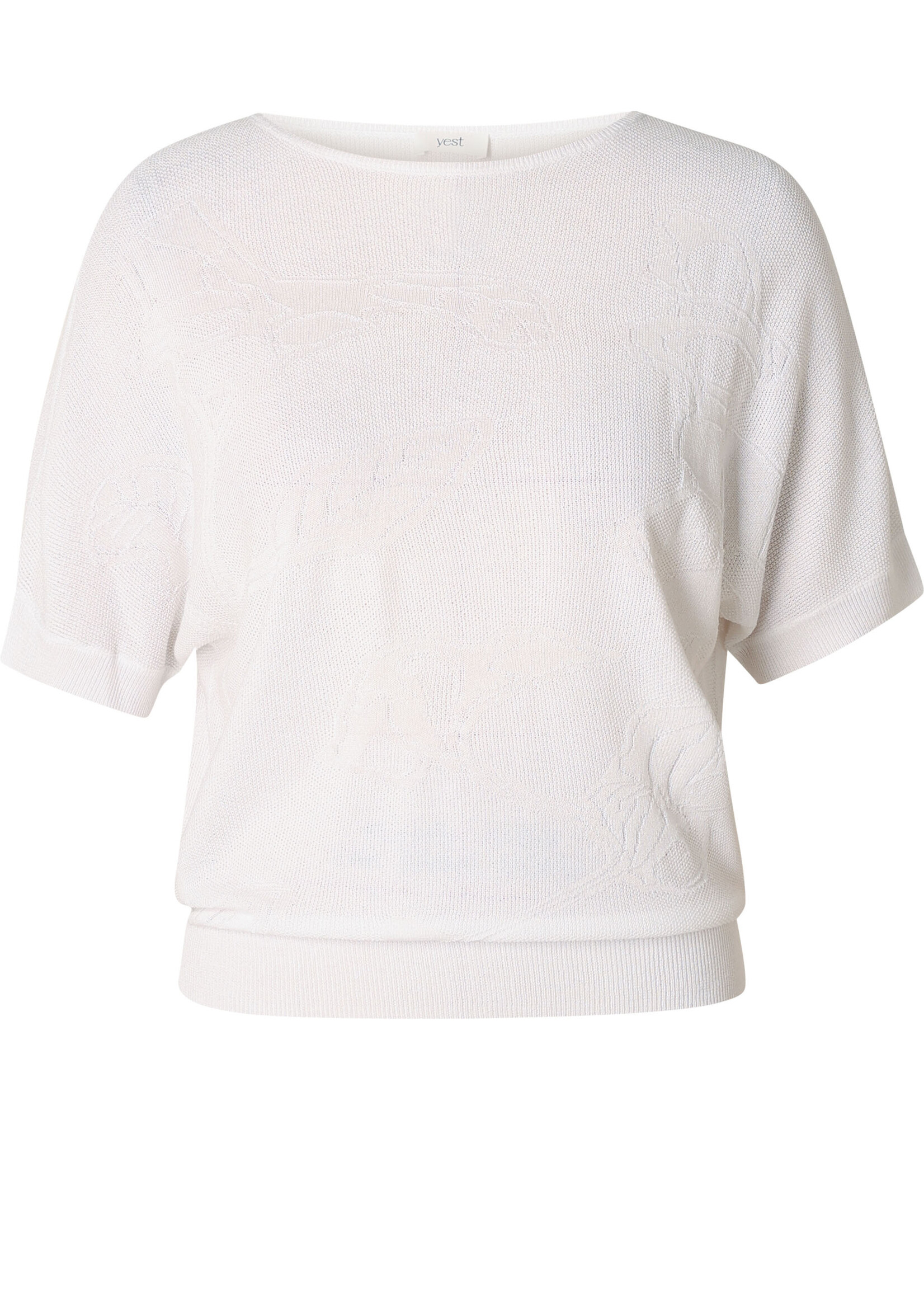 Yest Curve est Curve Truitje Lilianah – Fijngebreide Top met Floraal Motief (Wit & Mint)