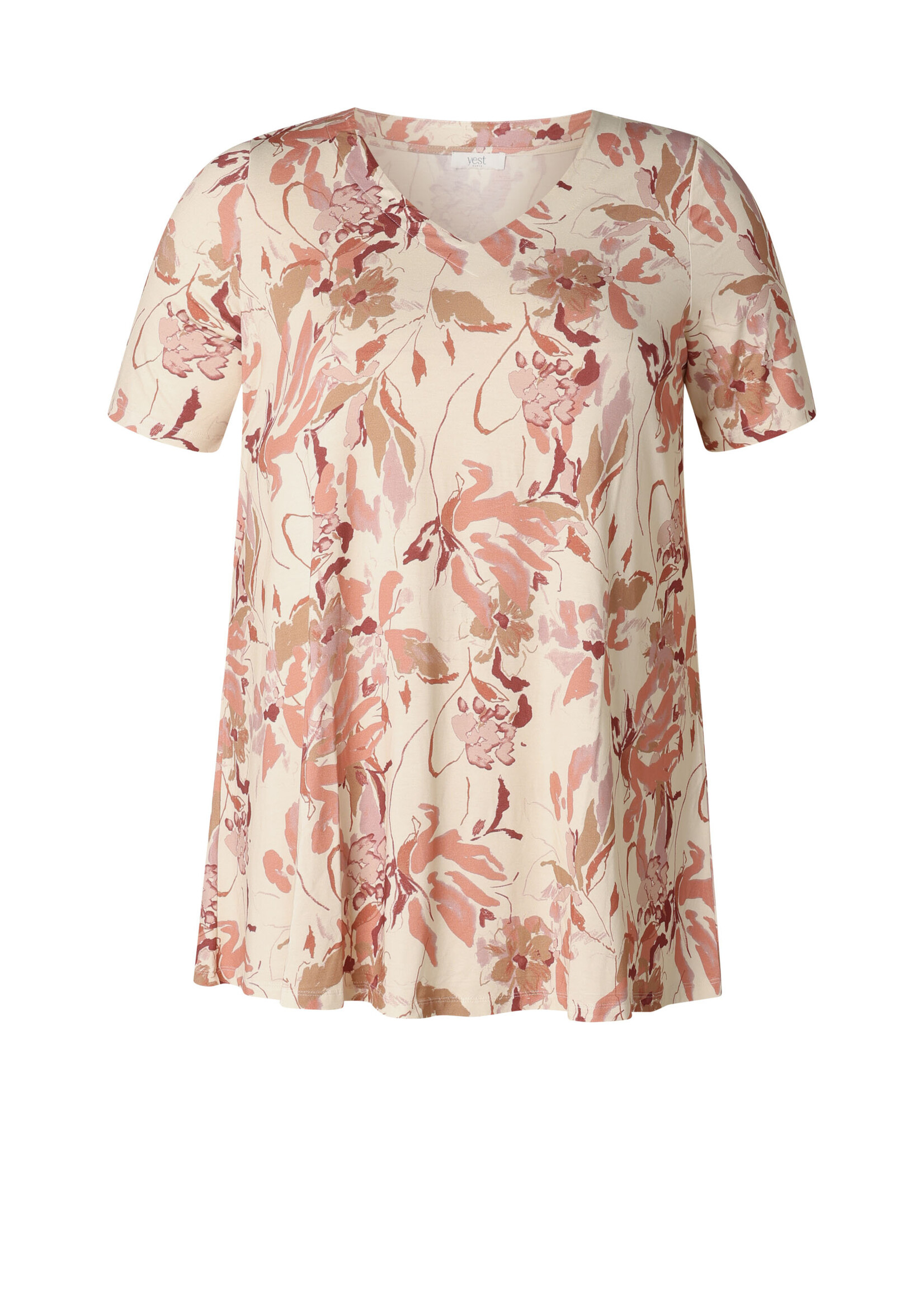 Yest Curve Yest Curve Tuniek Leocadia – A-lijn Print Top met Plum (t/m maat 60)