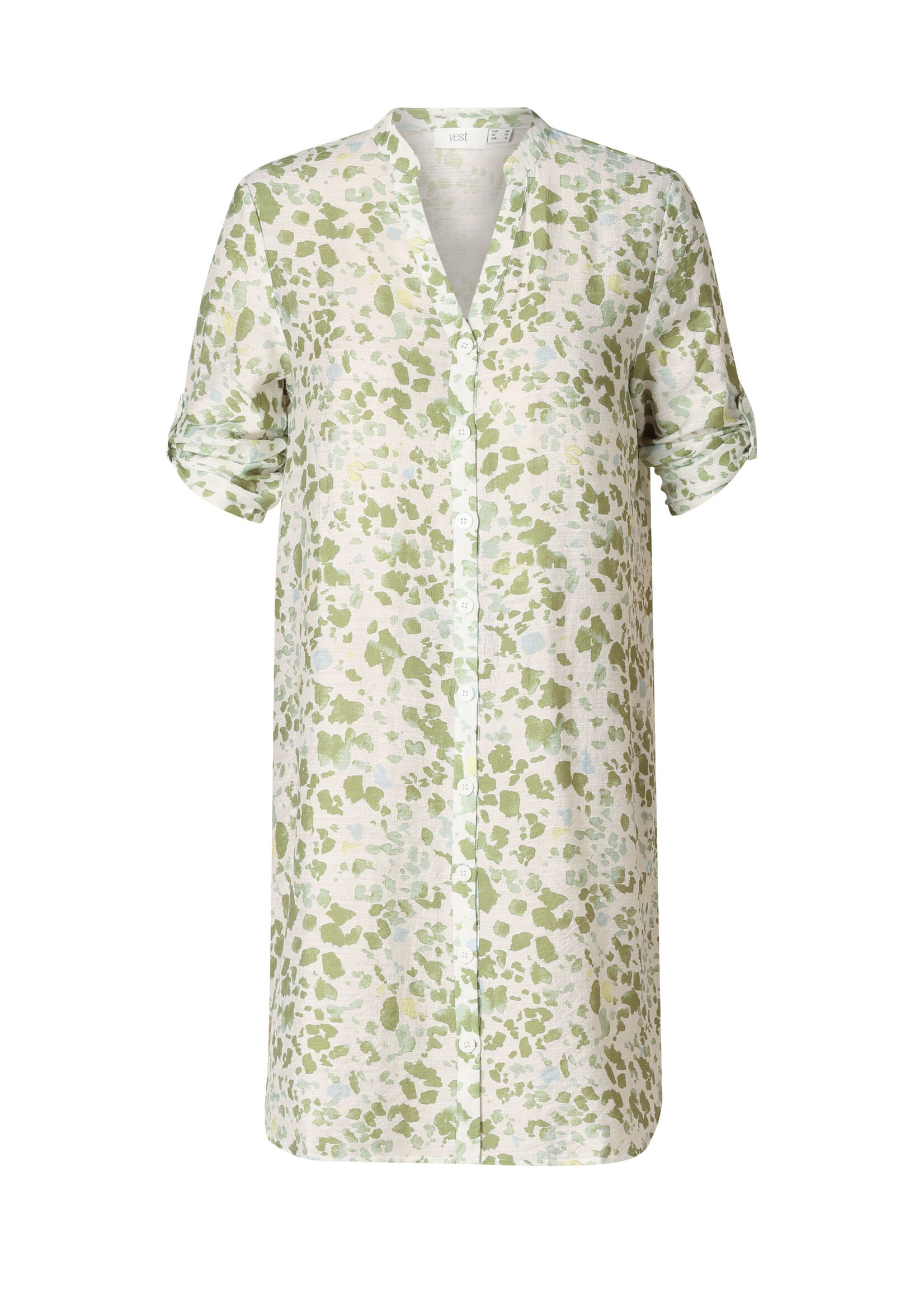 Yest Curve Yest Curve Jurk Luisa – Olijfgroene Print Doorknoopjurk (Draagbaar als Longblouse)