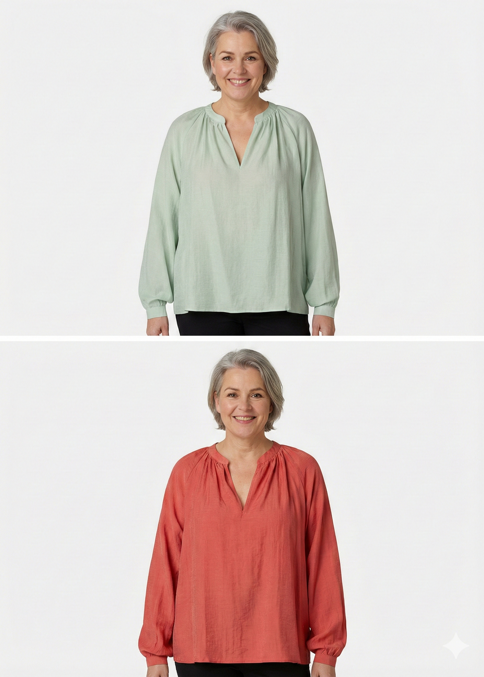 Yest Curve Yest Curve Blouse Wendelyn – Essential Viscose Mix (Pastelgroen & Dark Terra)