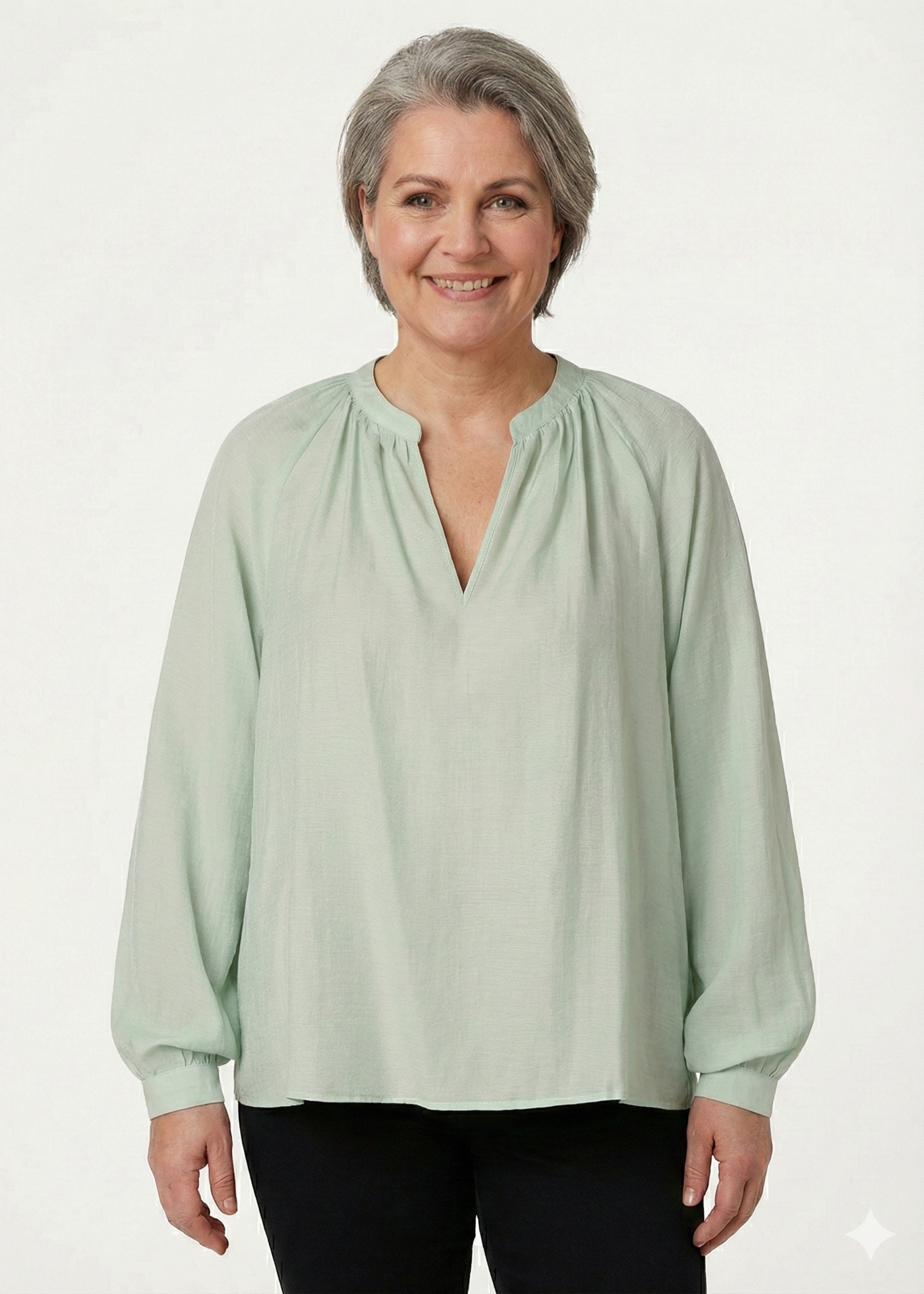 Yest Curve Yest Curve Blouse Wendelyn – Essential Viscose Mix (Pastelgroen & Dark Terra)
