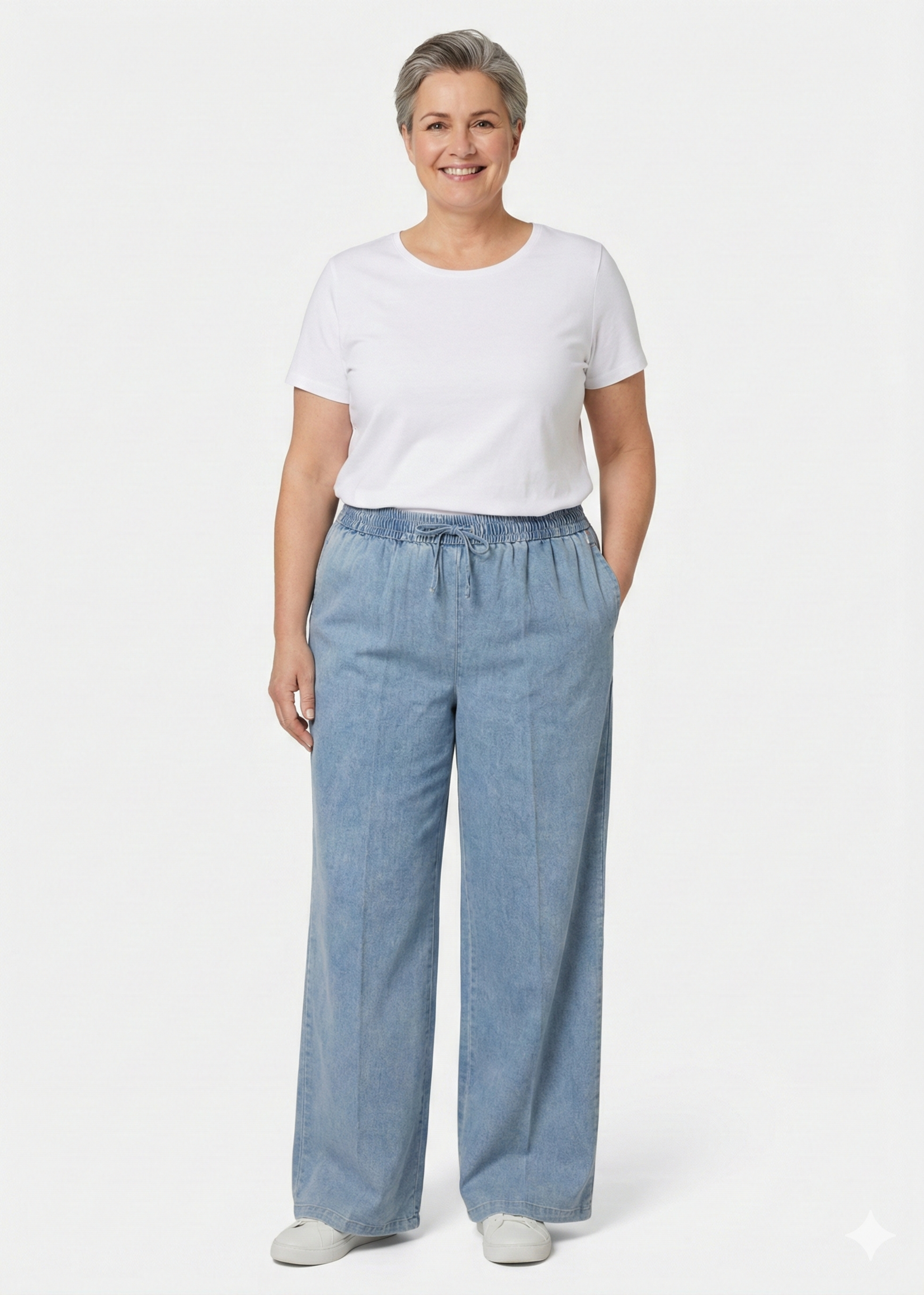 Yest Curve Yest Curve Wijde Jeans Lunara – Soepelvallende Lyocell Denim met Elastische Band