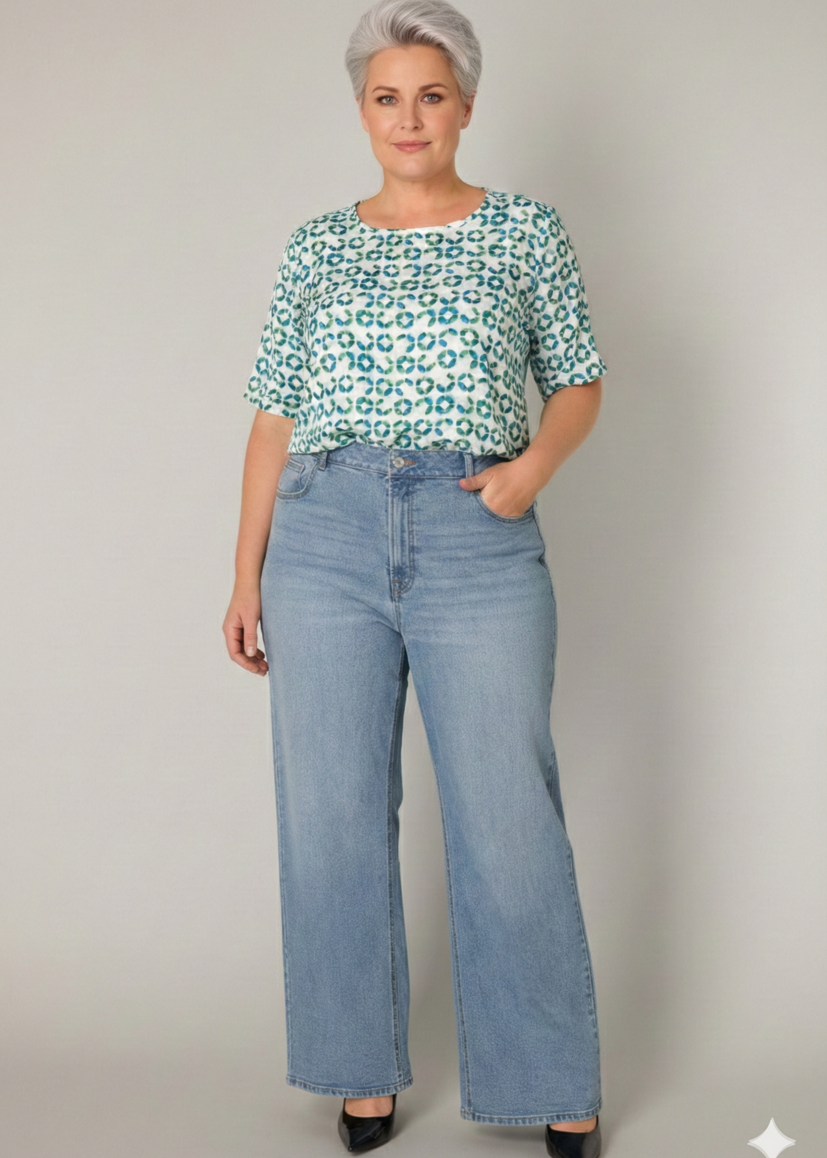 KJBrand KjBrand Blouse Shirt Cool Blue - Ronde Hals en Splitjes in 100% Viscose (18543 5219)