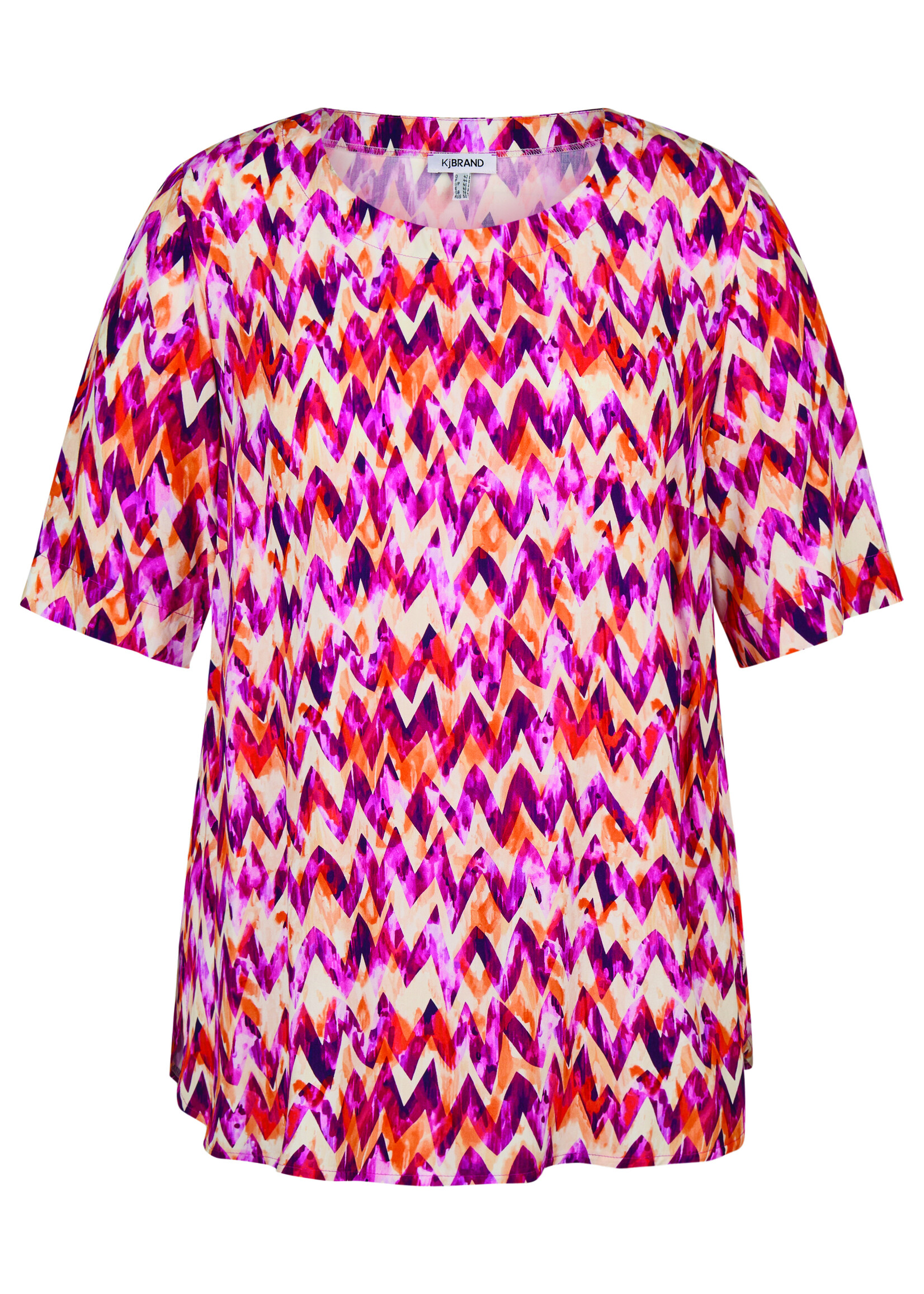 KJBrand KjBrand Blouse  Berry Zigzag - Ronde Hals en Splitjes in 100% Viscose (18543 5224)
