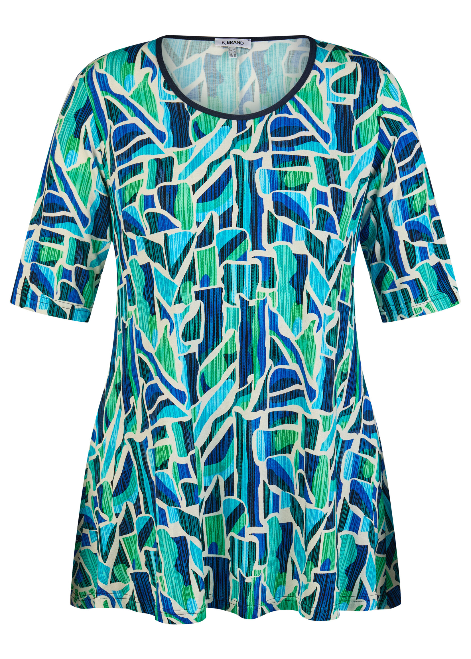 KJBrand KjBrand Shirt Graphic Blue Green - A-lijn Top met Ronde Hals in Viscose Stretch (15476 5216)