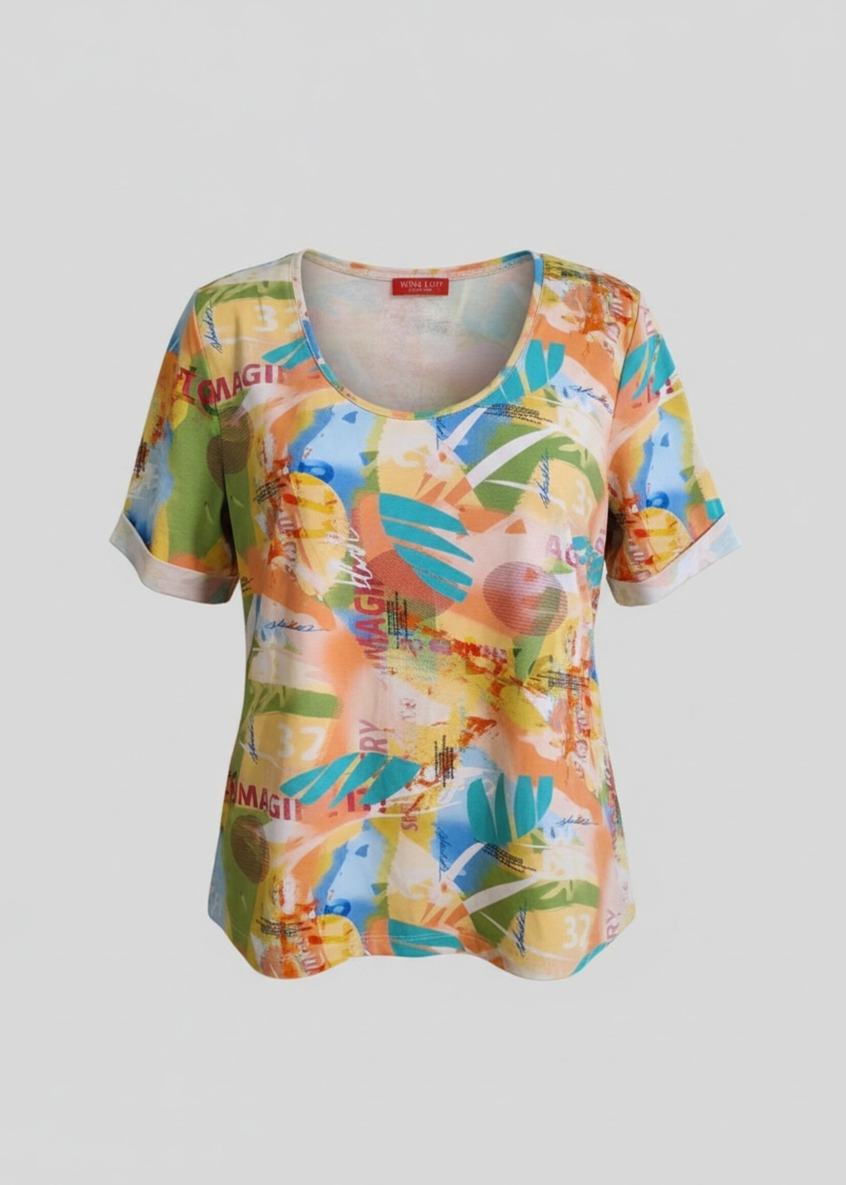 Mona Lisa Mona Lisa Shirt Imagine Multicolor - Ronde Hals en Omslagmouw in Viscose (917 95)