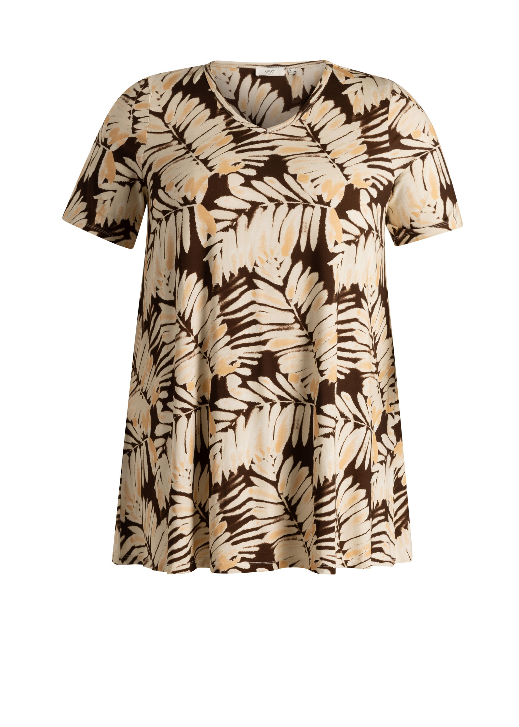 Yest Curve Yest Curve A-lijn Tuniek Ankie Essential - Bruine Bladerprint