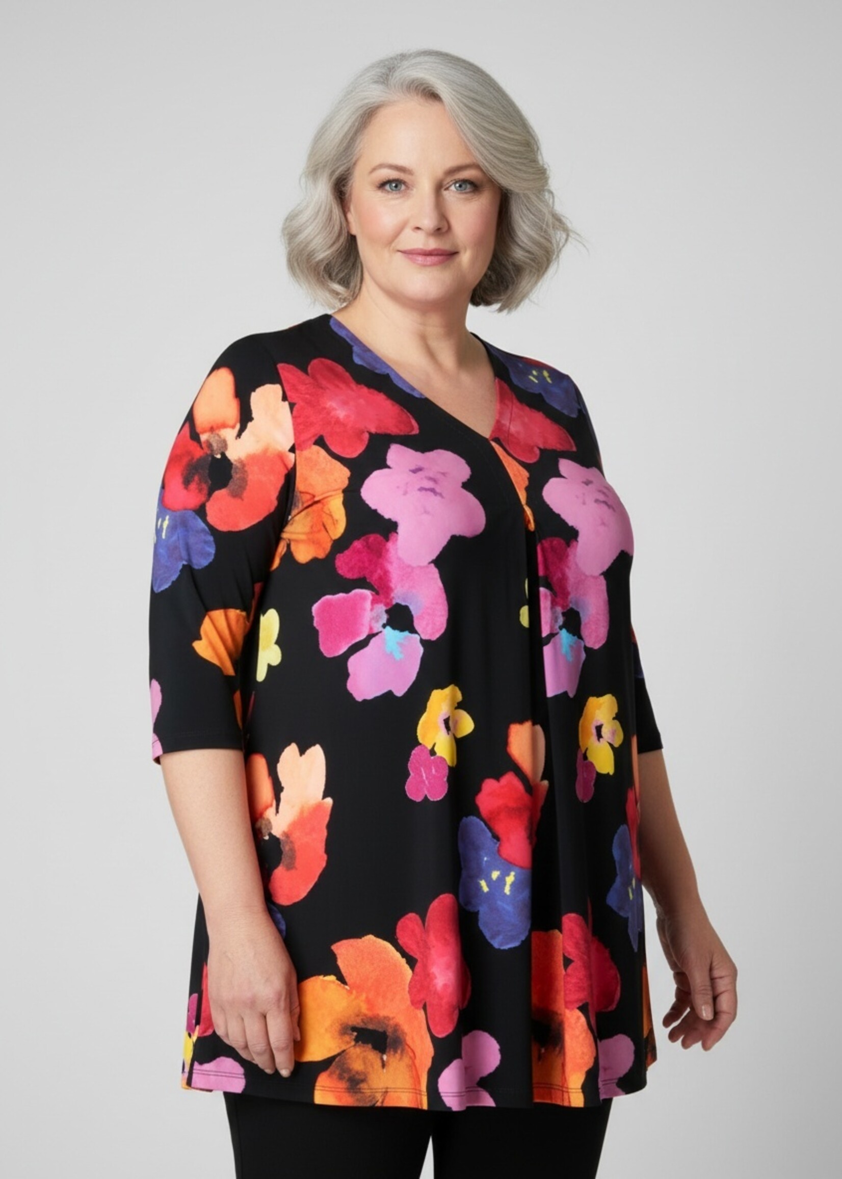 Colletta Colletta Tuniek Nyssa - Extra Lange, Ultra A-lijn Tuniek met Bloemenprint in Dolce Travelstof (9000640)