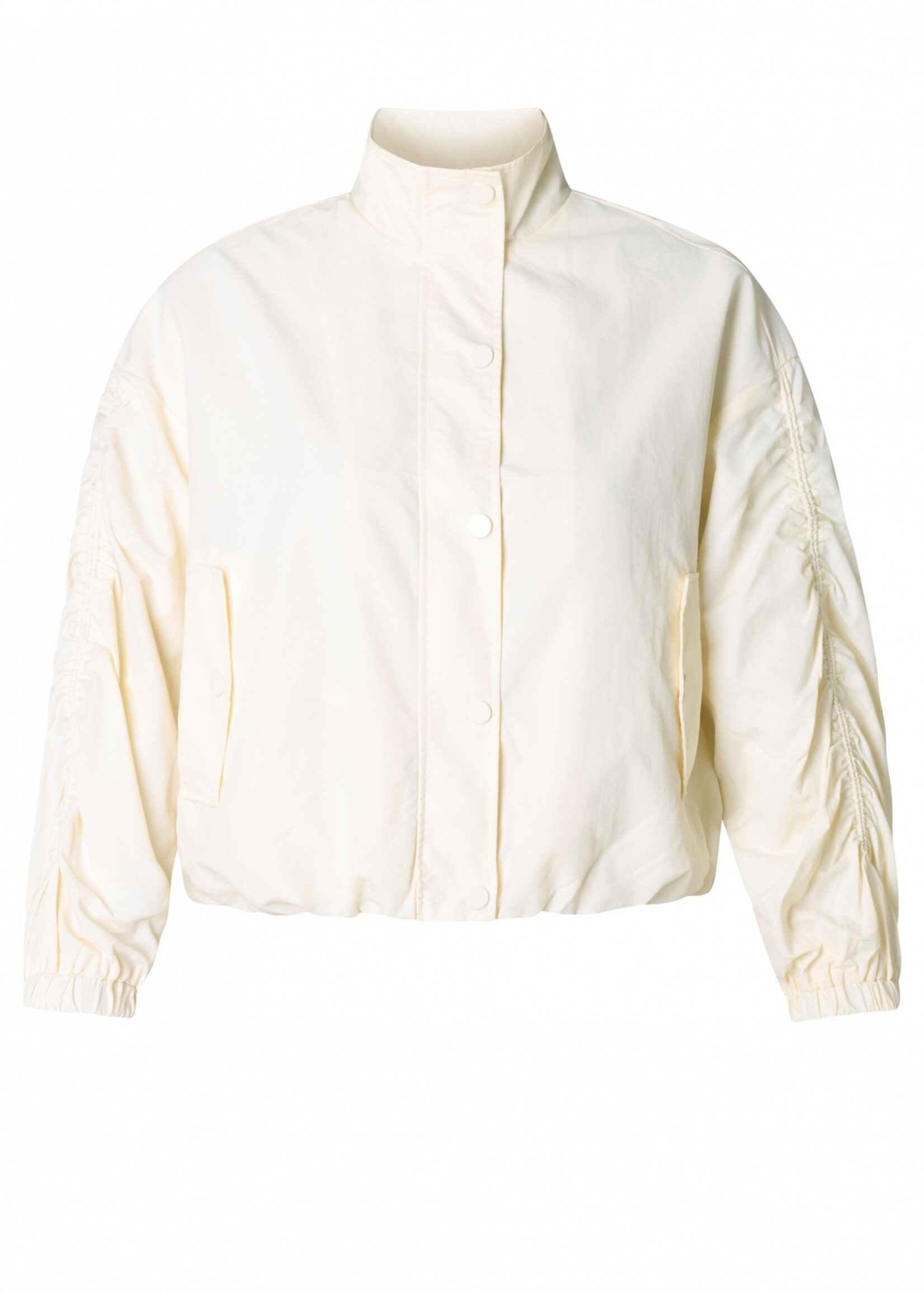 Yest Curve Yest Curve Jasje Cylie Off-White - Kort Nylon Bomberjack met Ruime Pasvorm (A006082)