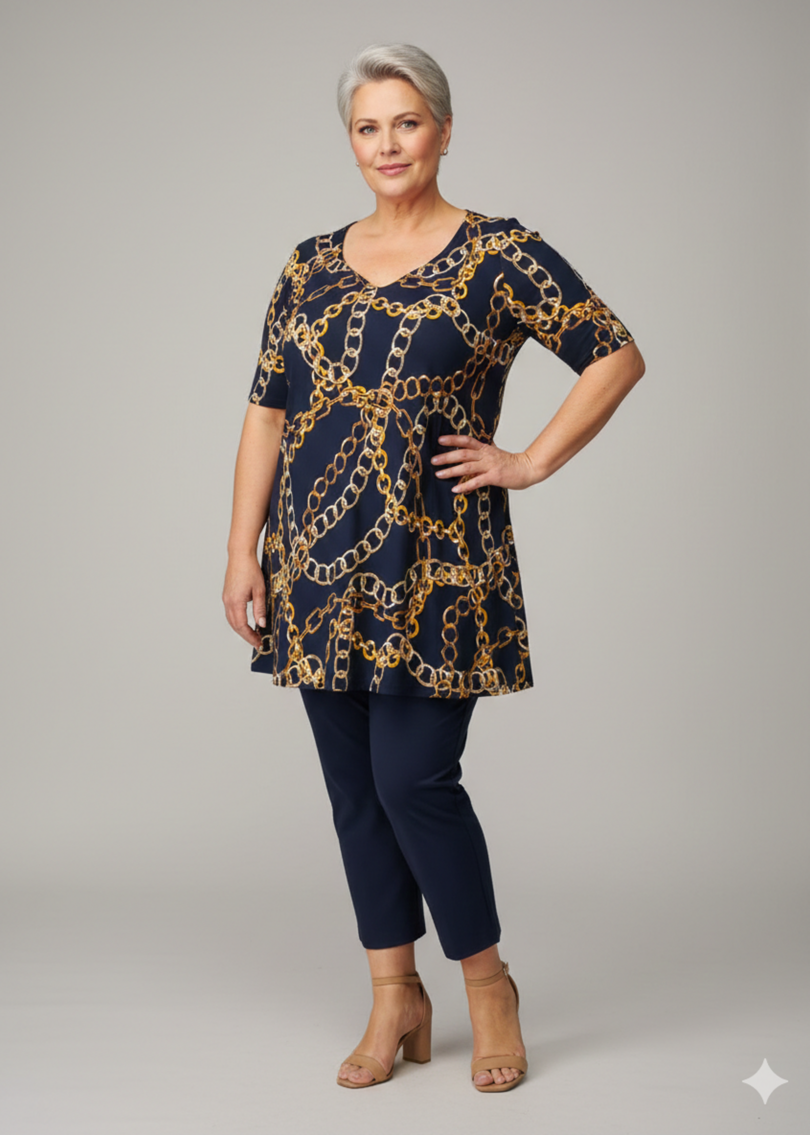 MJ Style MJ Style Tuniek Amira - A-lijn Top met Sweetheart Hals in Viscose