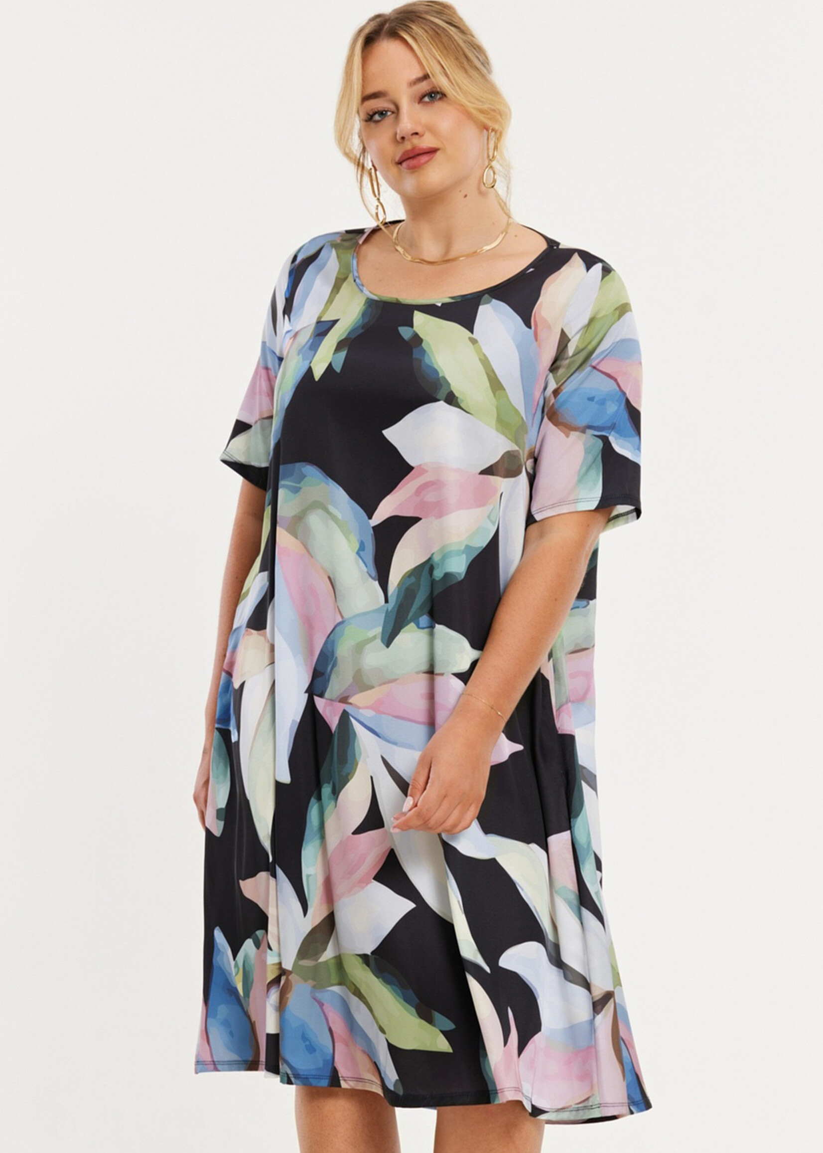 Yoek Yoek Black Label Swing Jurk Pastel Sky