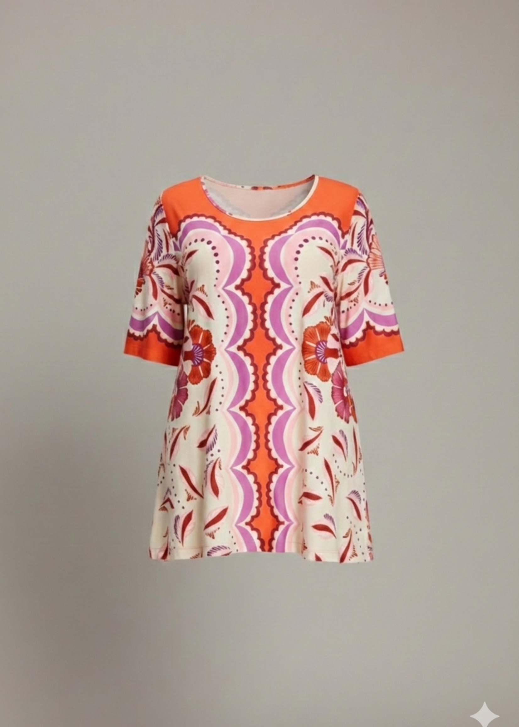 Yoek Yoek Tuniek Flamingo Flare - Zomerse Print in Gerecycled Polyester (363482)