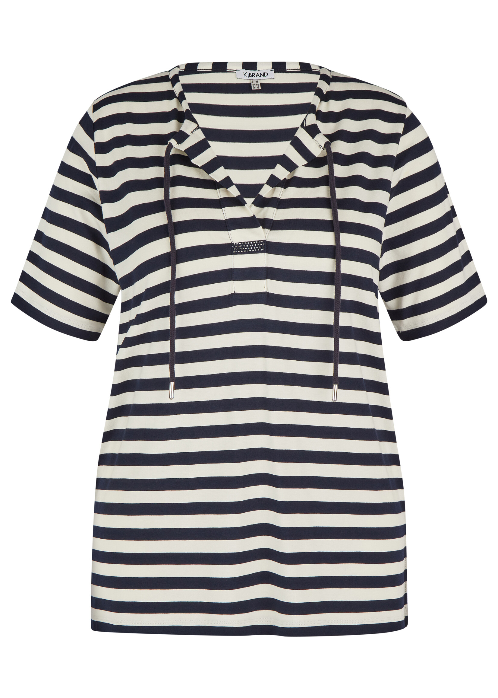 KJBrand KjBrand Sportief Streepjesshirt met V-hals en Koordjes - Viscose Stretch (15914 4518)