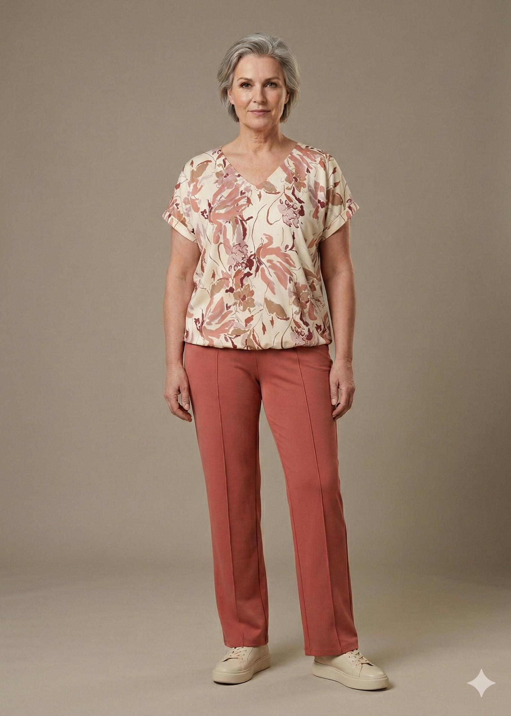 Yest Curve Yest Curve Helin Essential shirt met abstracte print en elastische zoom