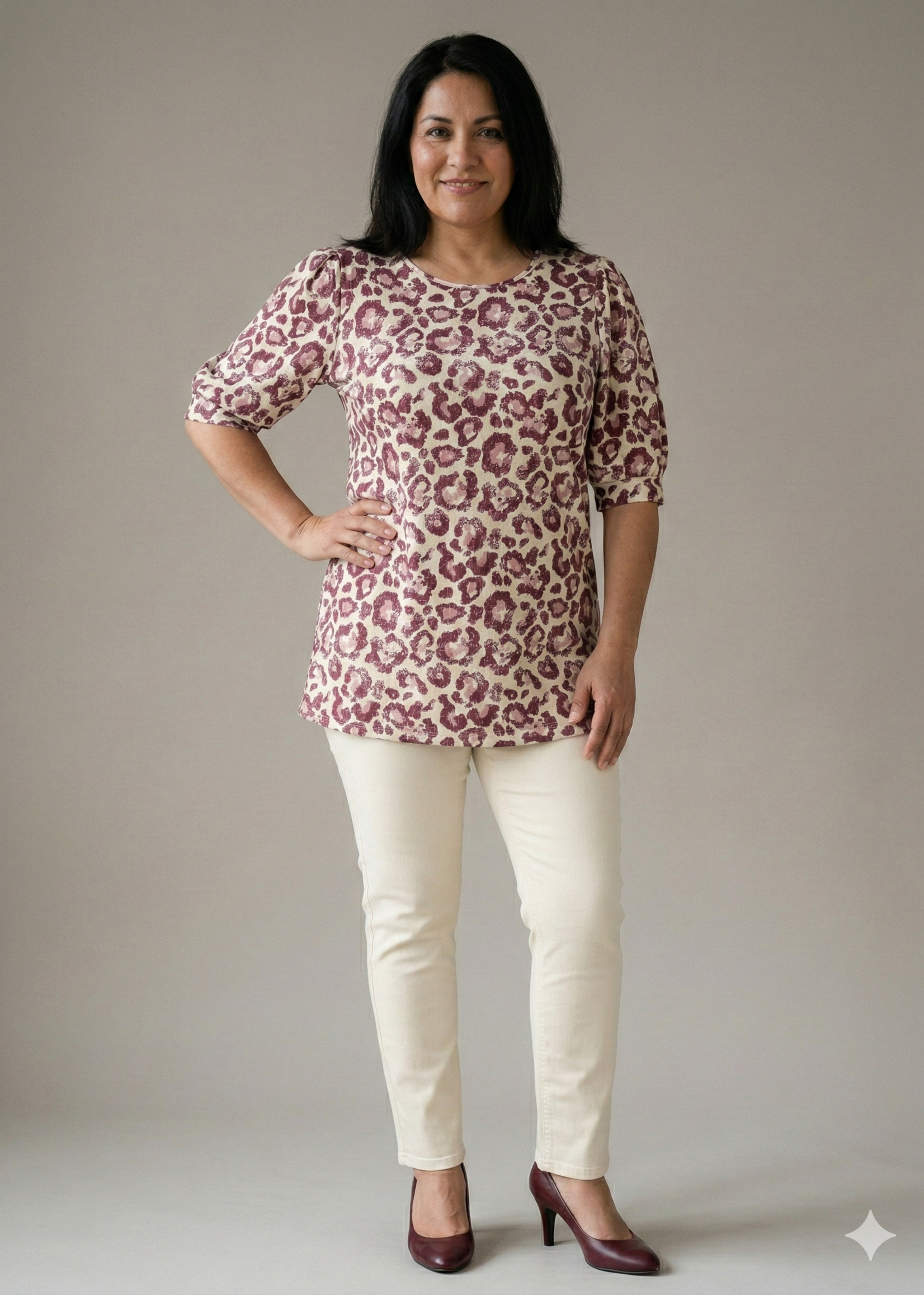 Yest Curve Yest Curve Hanne Essential shirt met feline print – roze/rood
