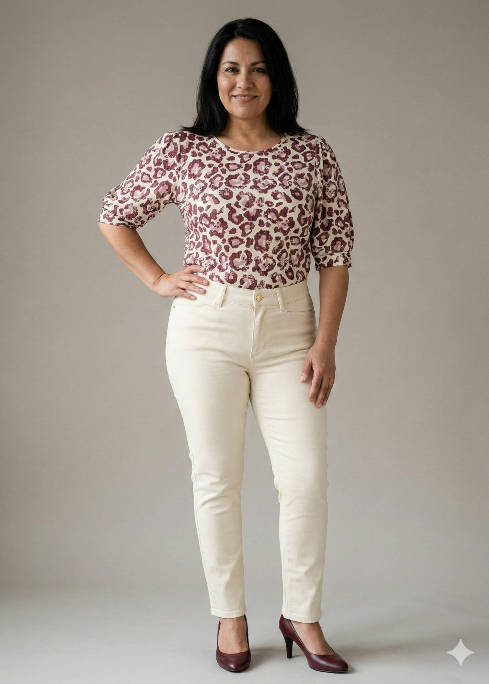Yest Curve Yest Curve Hanne Essential shirt met feline print – roze/rood