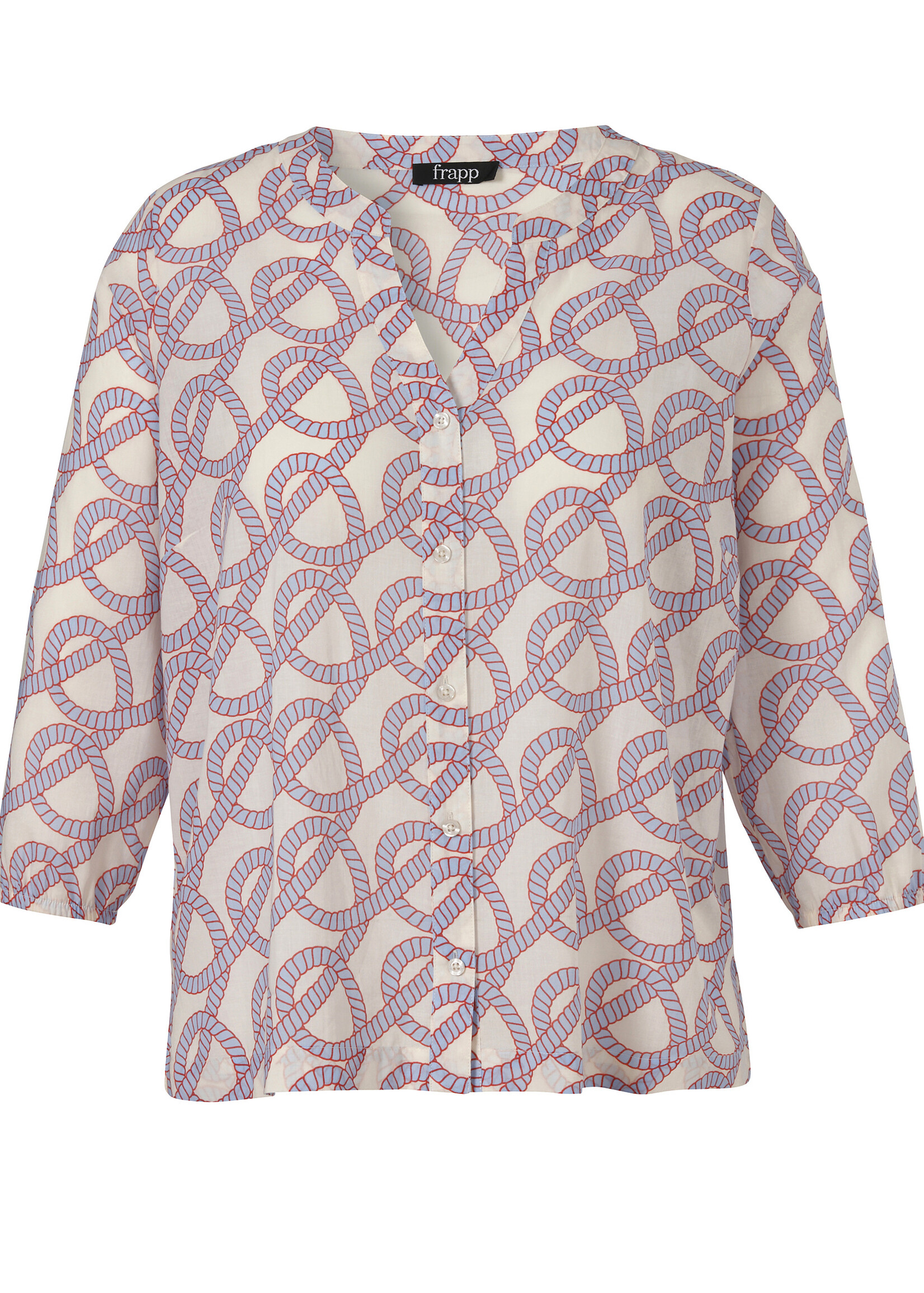Frapp Frapp Katoenen Blouse met Touwprint en 3/4 Mouwen (2652699)