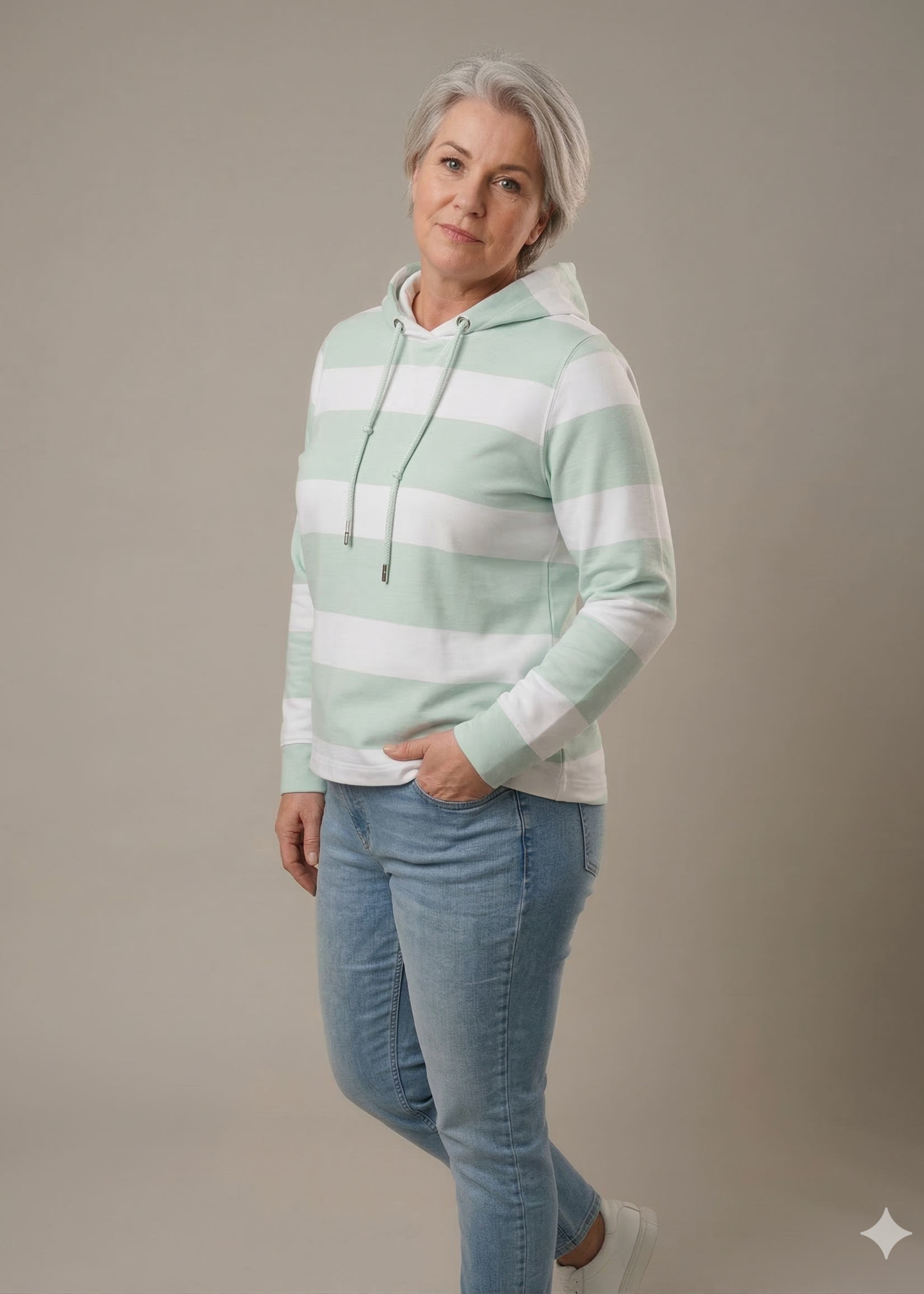 Frapp Frapp Gestreepte Sweater met Capuchon - Blauw & Mint (2652761)