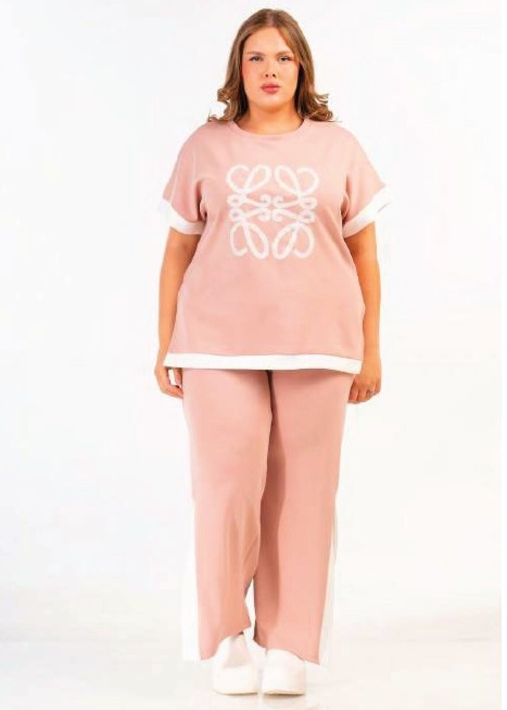 Curviss Curviss Comfort Top Oud-Roze - Ronde Hals & Aangeknipte Mouw - 2665.3933