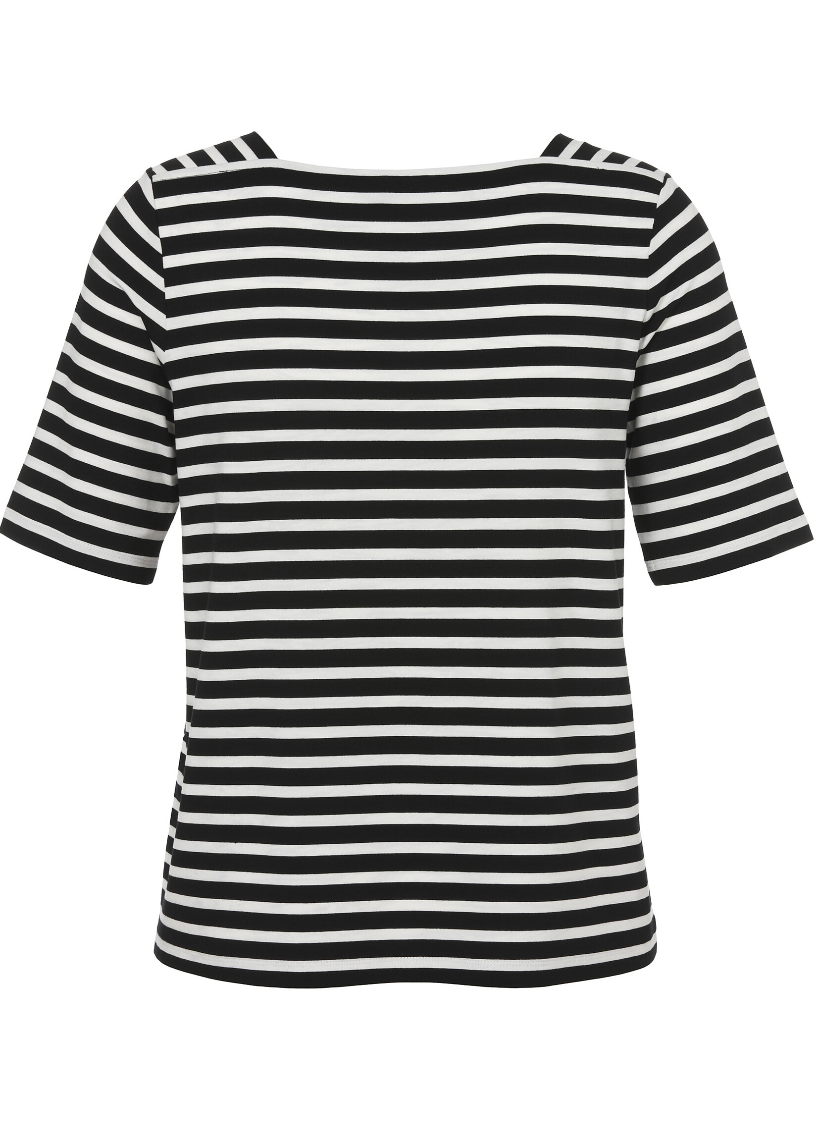 Via Appia Due Via Appia Due Gestreepte Top met Vierkante Hals - Zwart / off white