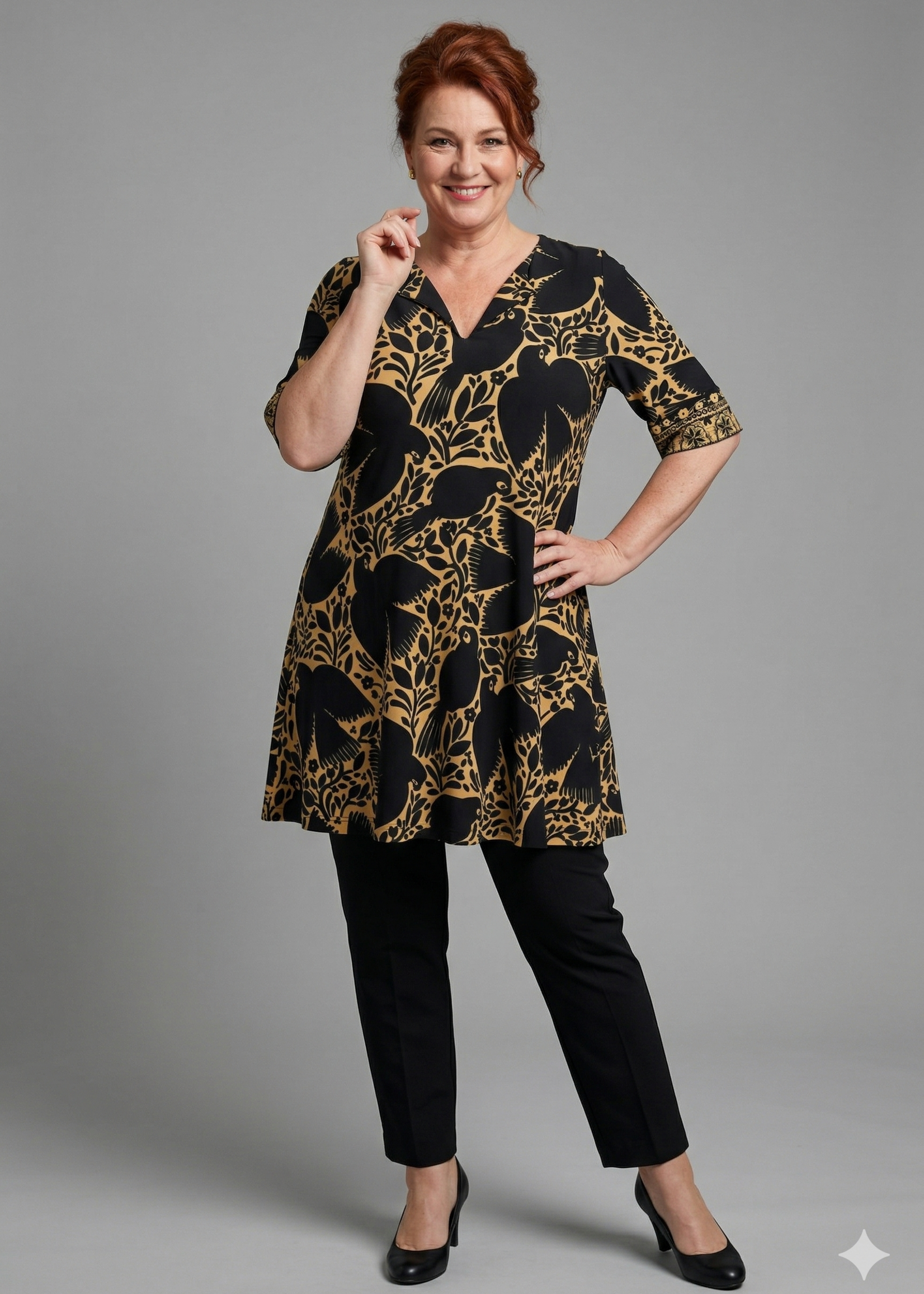 Yoek Yoek Wide Bottom Tuniek Paradise met Vogelprint (363487)