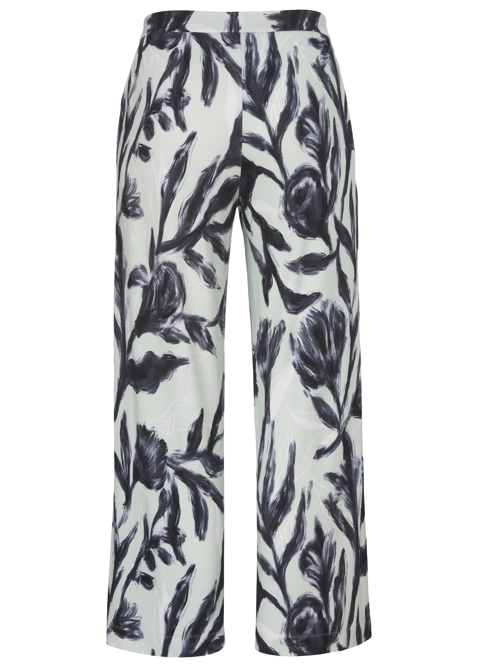 Frapp Frapp Wide Leg Broek met Bladprint - Mint / Navy (2652472)